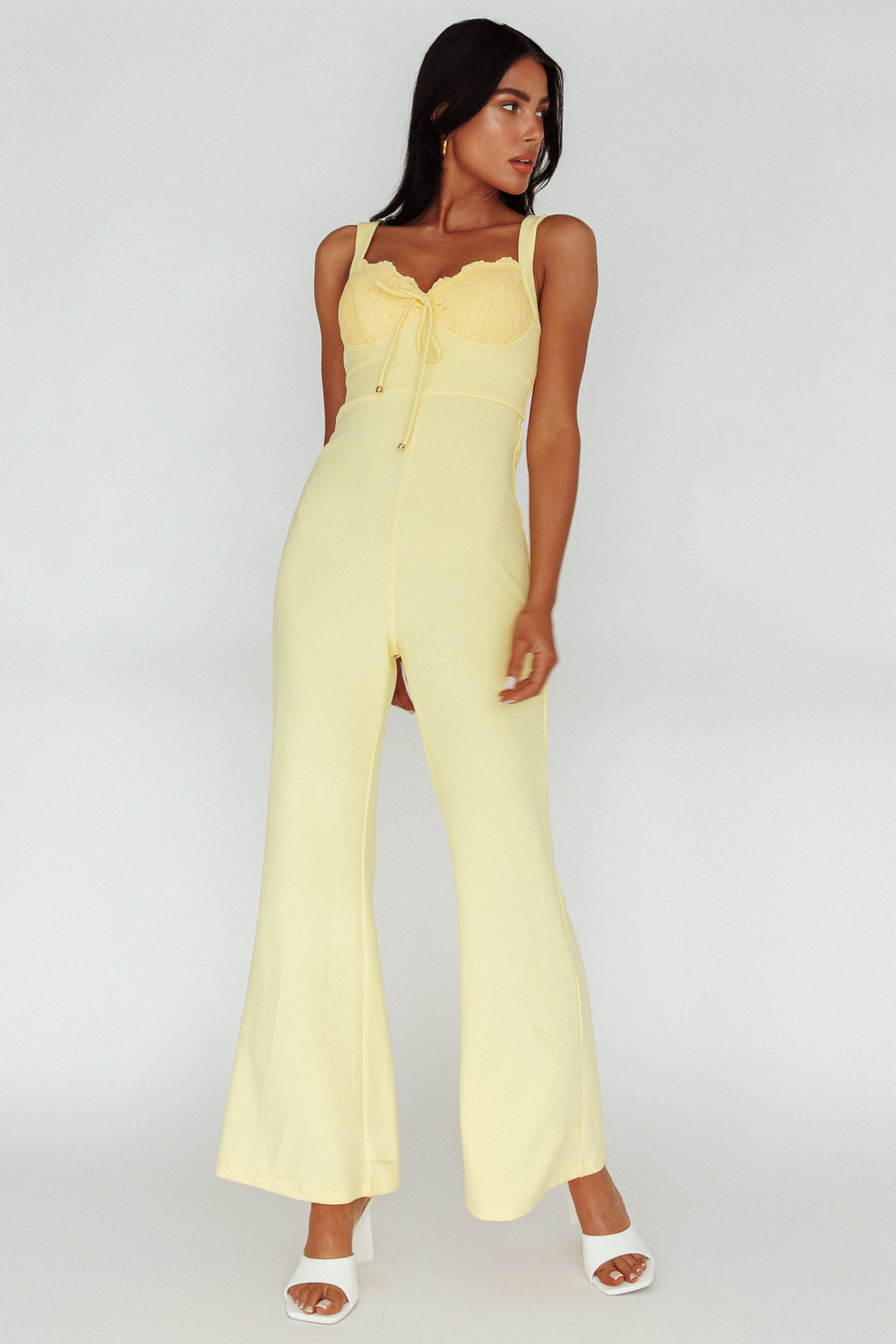 Ti Amo Lace Bust Jumpsuit Yellow by Selfie Leslie Australia