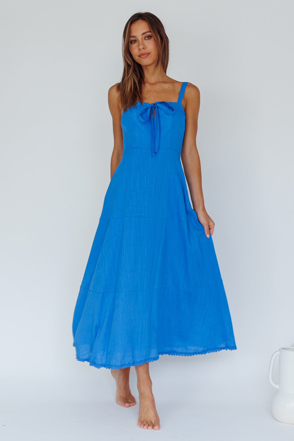 Sublime Tied Neckline Midi Dress Blue by Selfie Leslie Australia