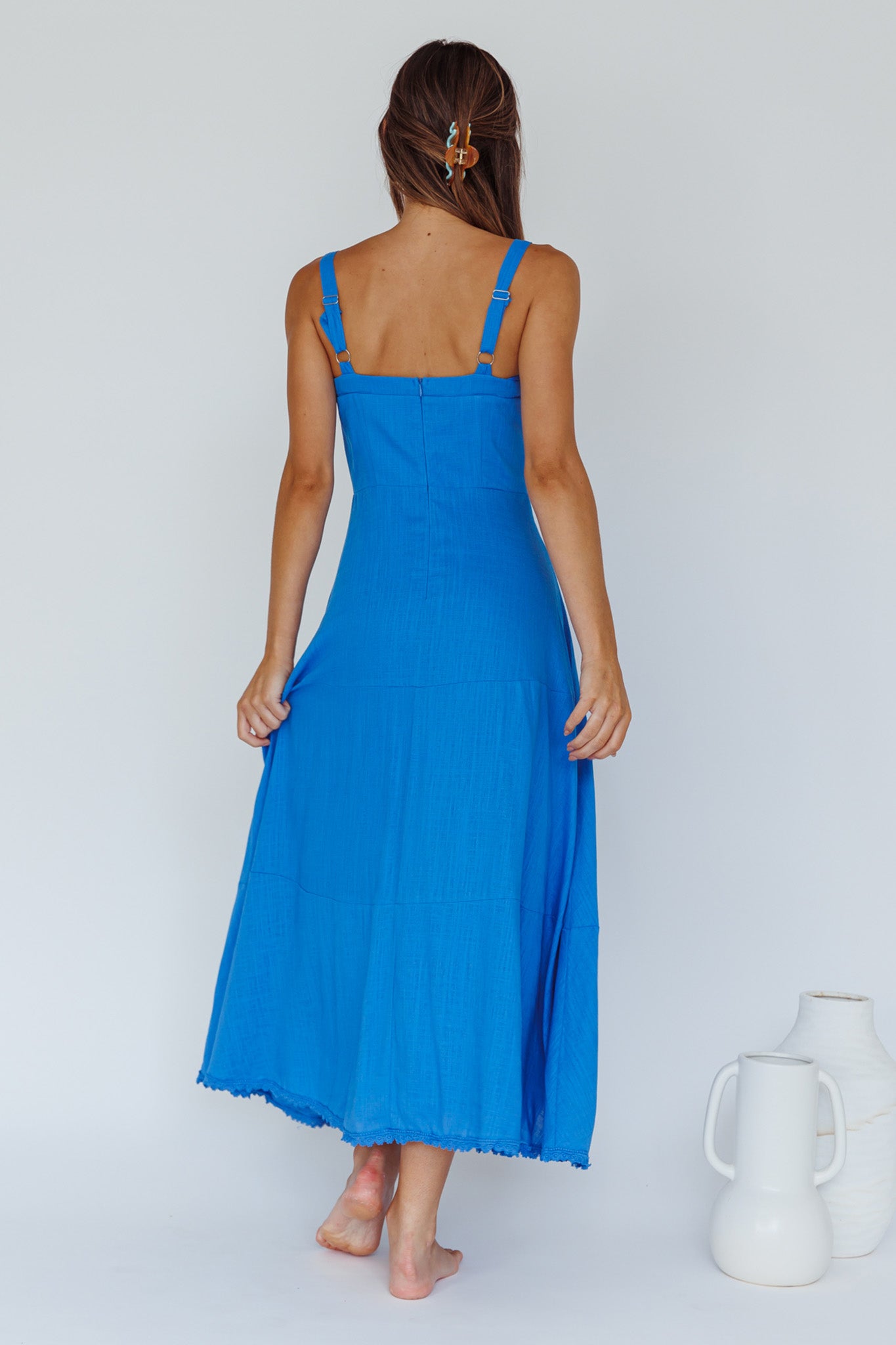 Sublime Tied Neckline Midi Dress Blue by Selfie Leslie Australia