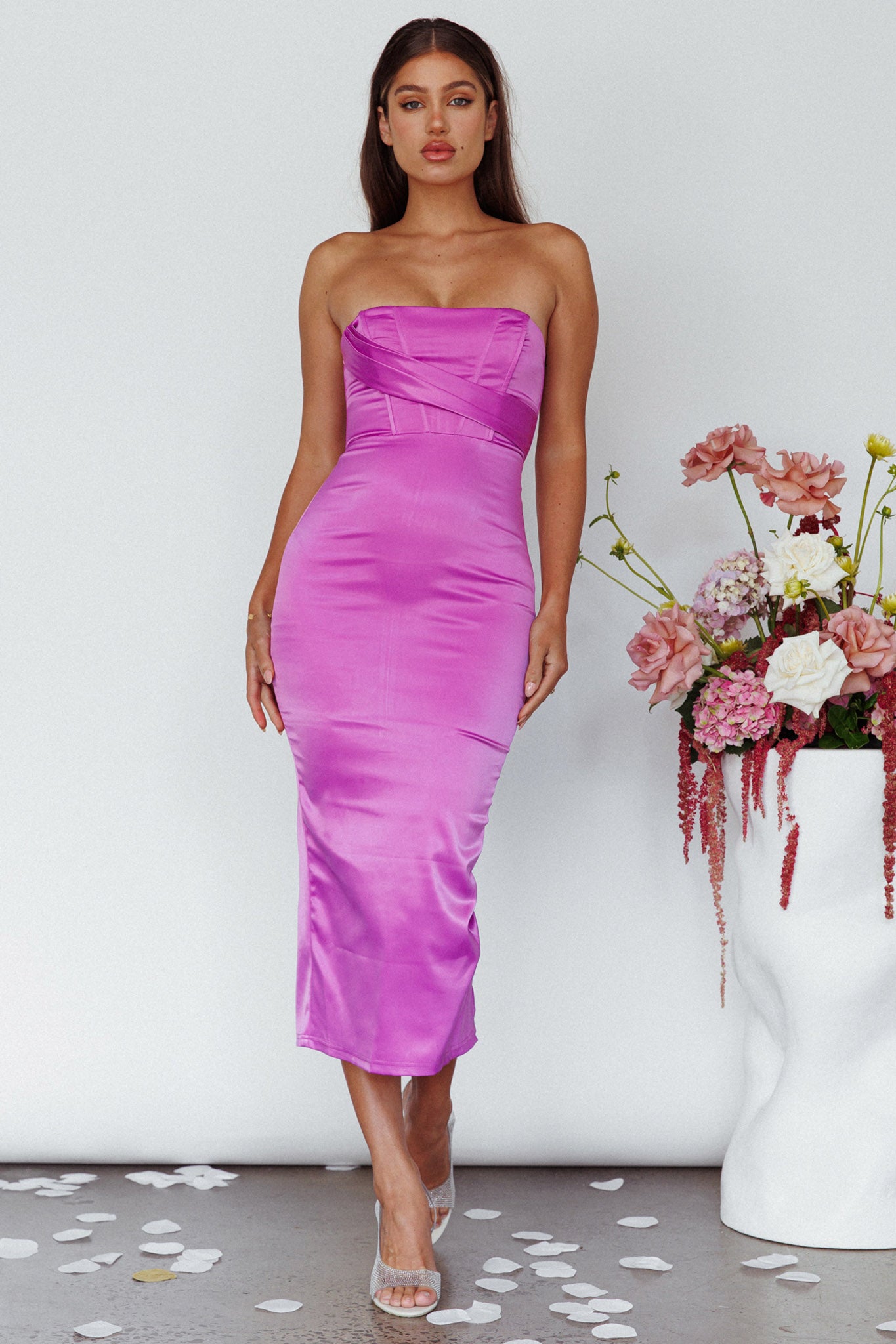 Still Mine Strapless Midi Dress Purple by Selfie Leslie Australia