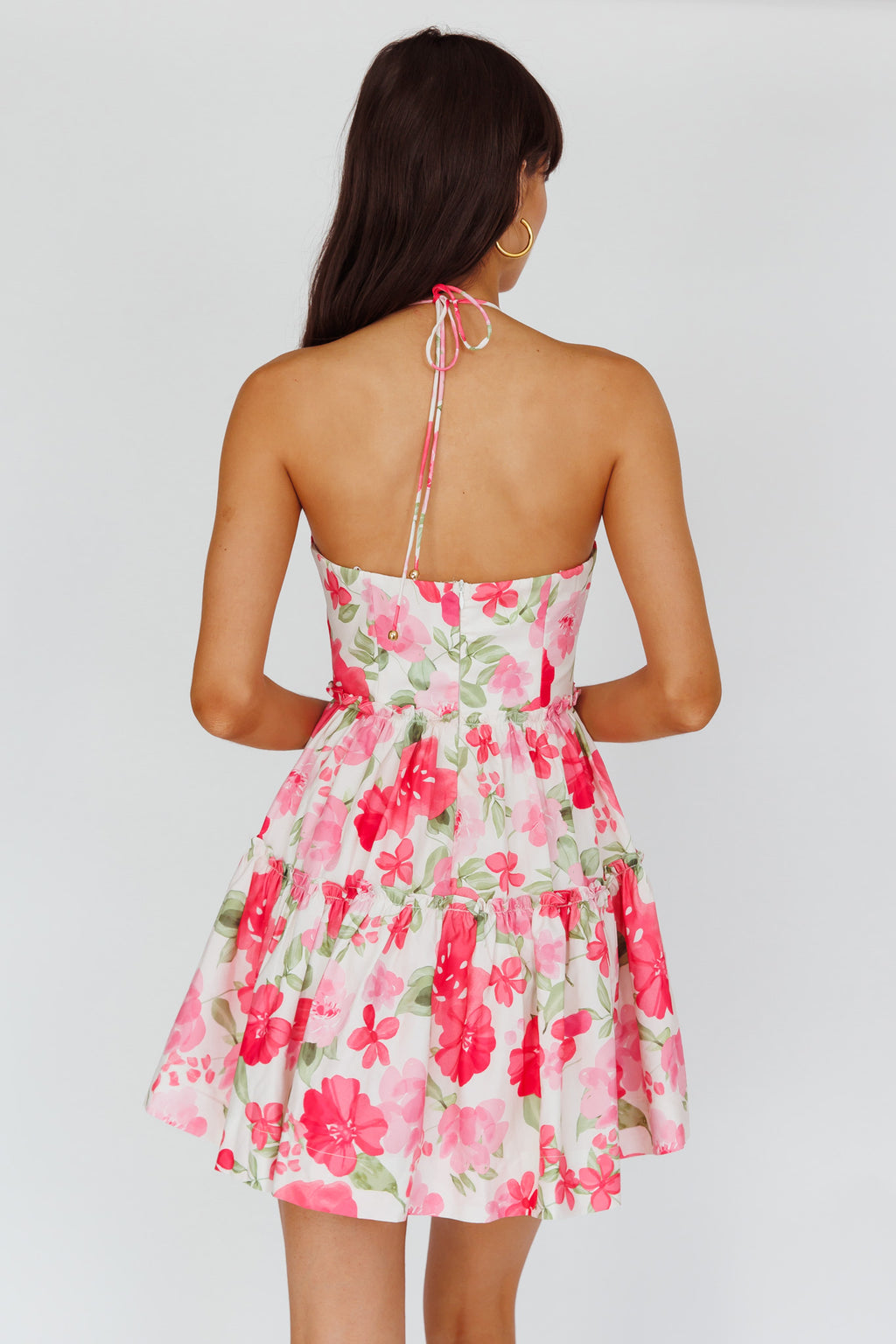 Horizons Frill Trim Mini Dress Floral Pink by Selfie Leslie Australia