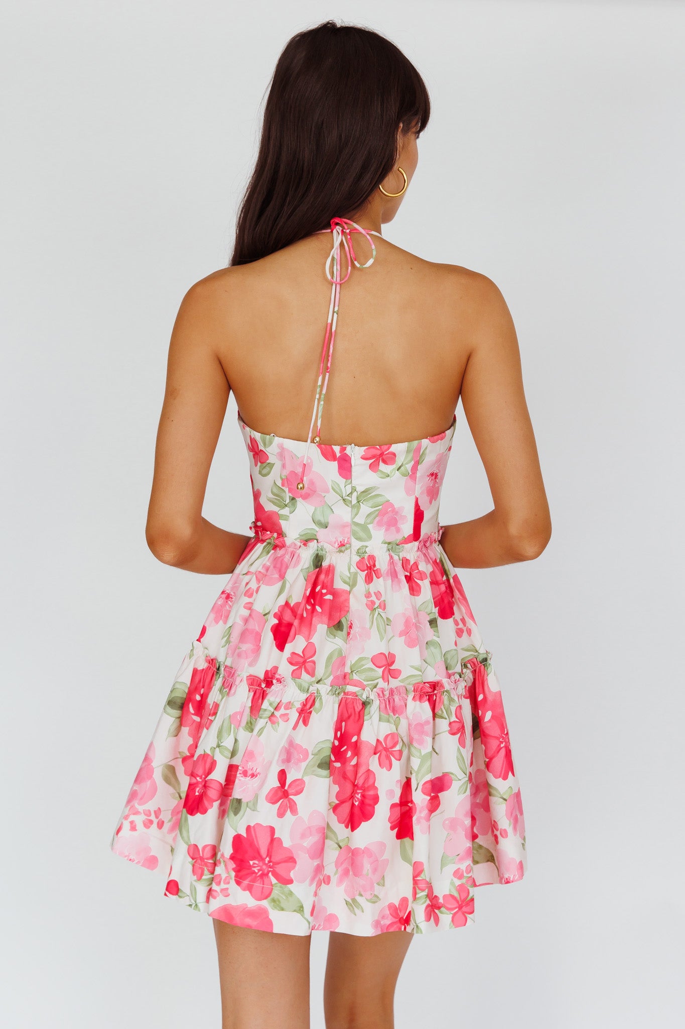Horizons Frill Trim Mini Dress Floral Pink by Selfie Leslie Australia
