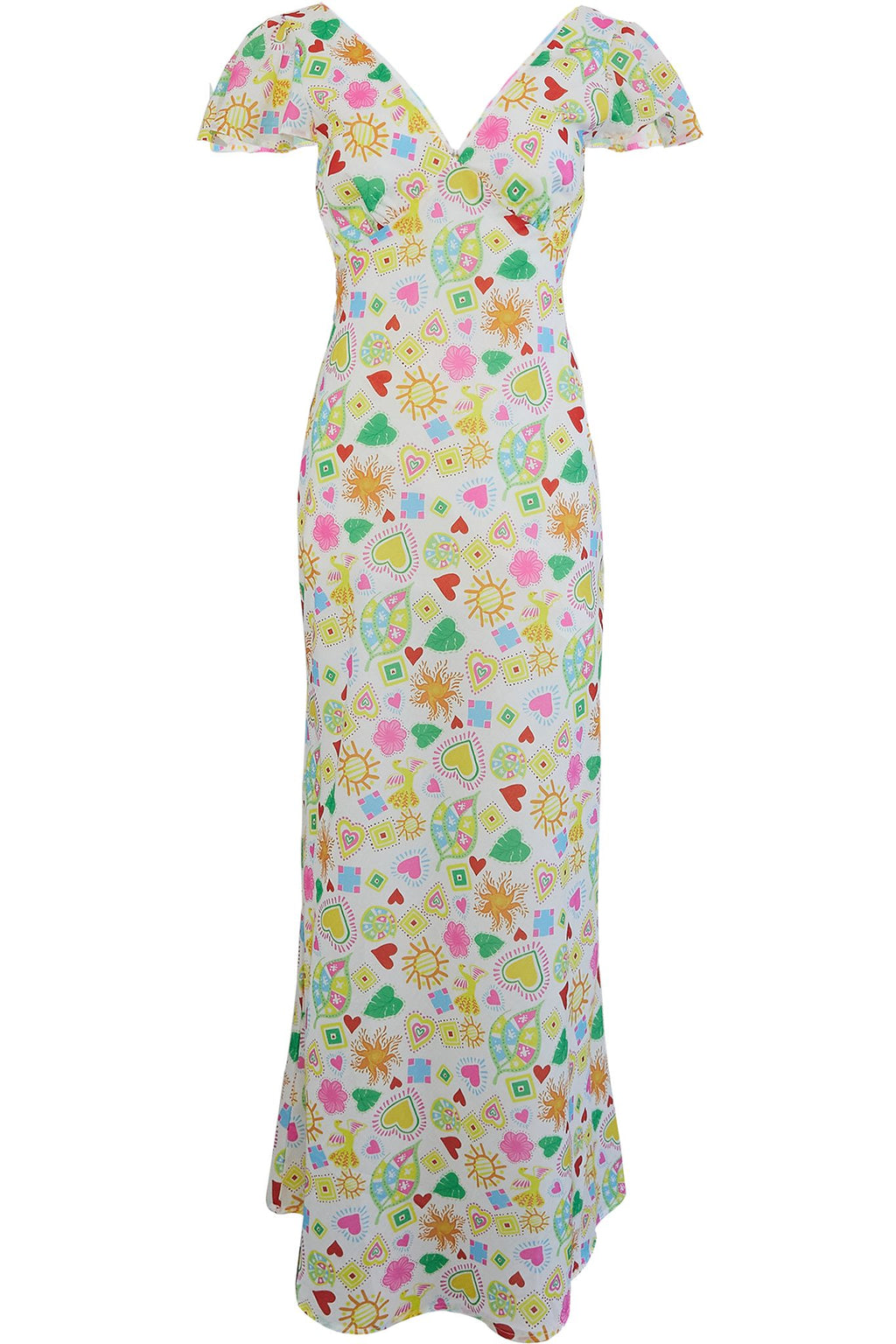 Long Summer Flutter Sleeve Maxi Dress Printed White by Selfie Leslie Australia