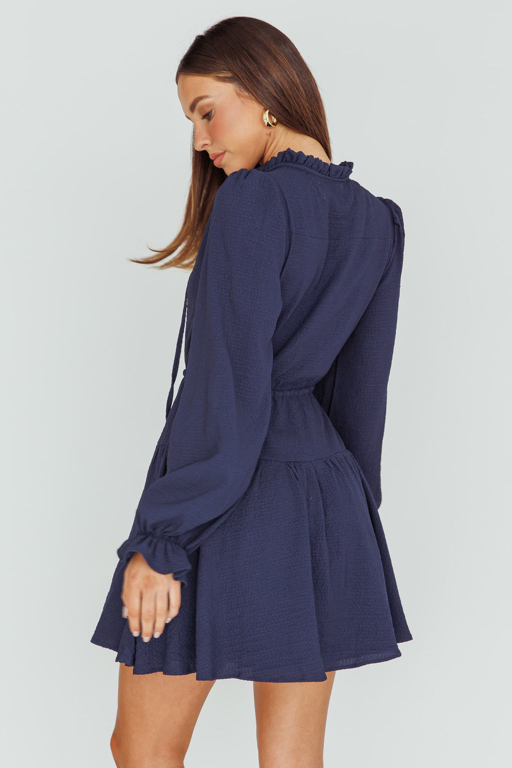 Waverly Long Sleeve Mini Dress Navy by Selfie Leslie Australia