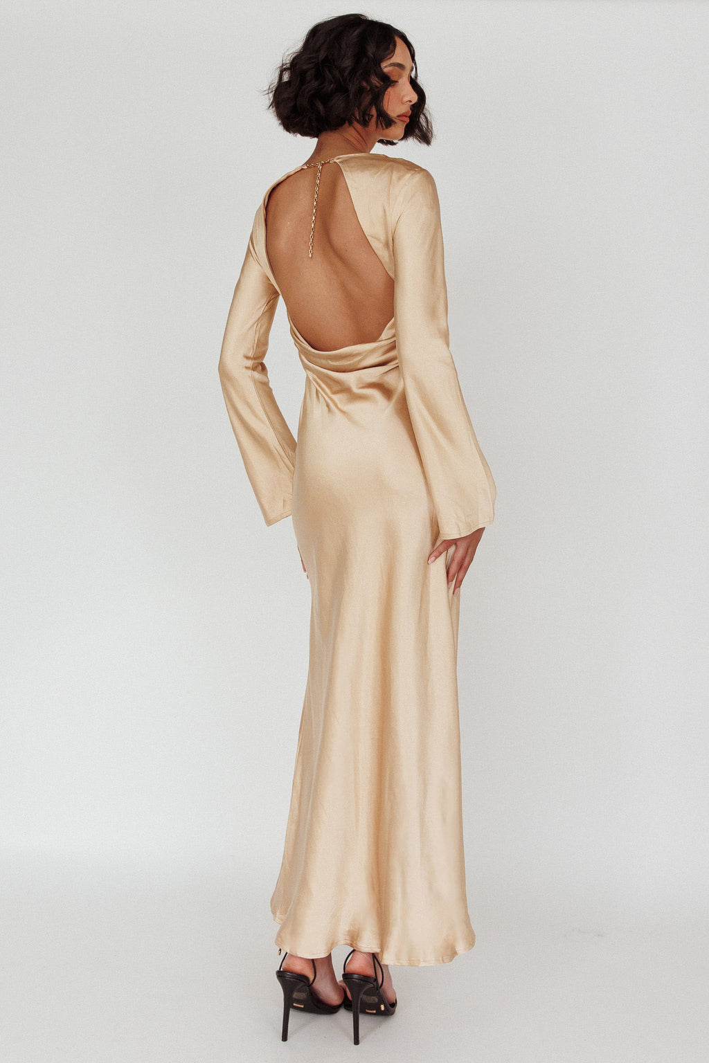 Lavera Open Back Long Sleeve Dress Beige by Selfie Leslie Australia