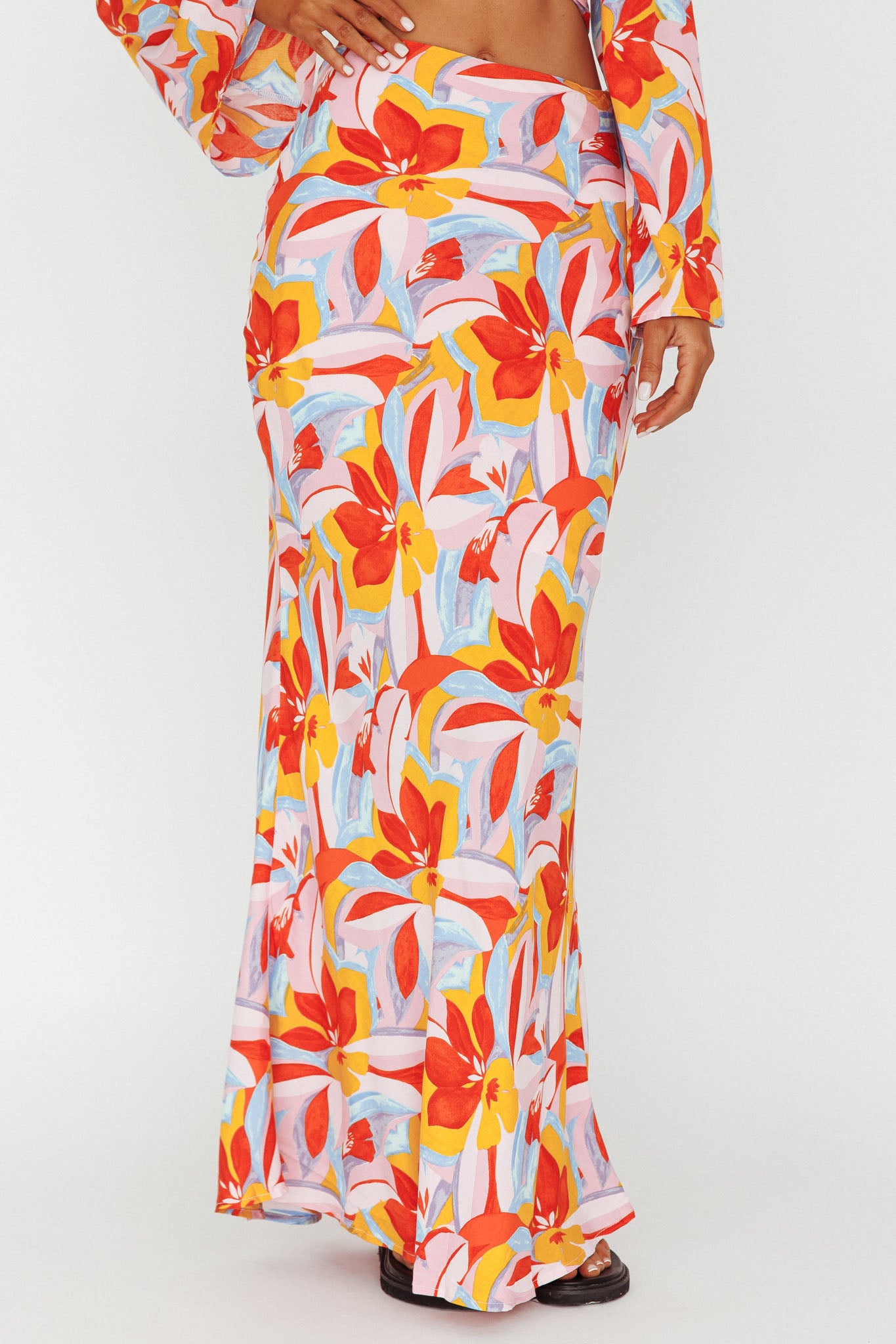 Avalo Mermaid Maxi Skirt Floral Pink by Selfie Leslie Australia