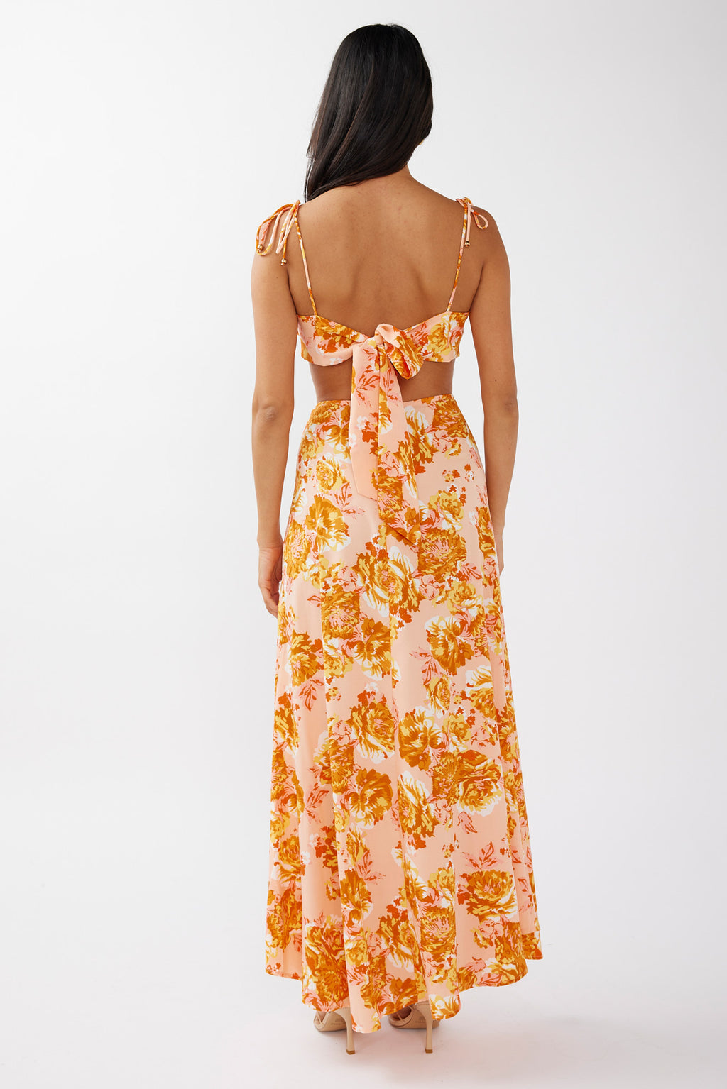 Gabbi Maxi Skirt Floral Print Orange by Selfie Leslie Australia