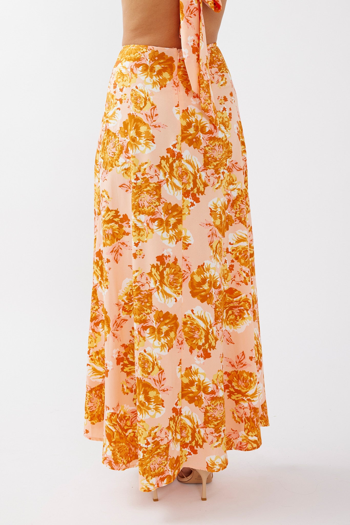 Gabbi Maxi Skirt Floral Print Orange by Selfie Leslie Australia