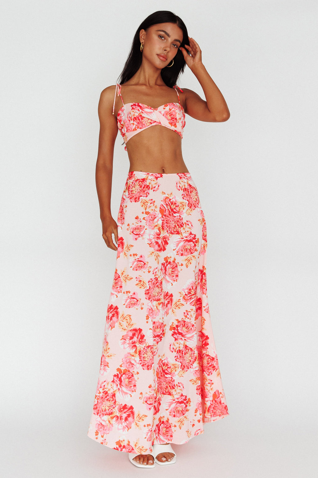 Gabbi Maxi Skirt Floral Print Pink by Selfie Leslie Australia