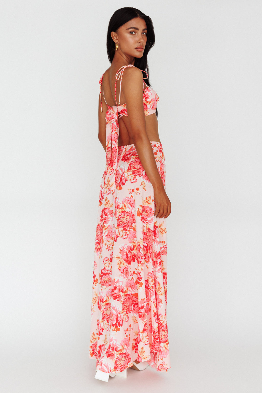 Gabbi Maxi Skirt Floral Print Pink by Selfie Leslie Australia