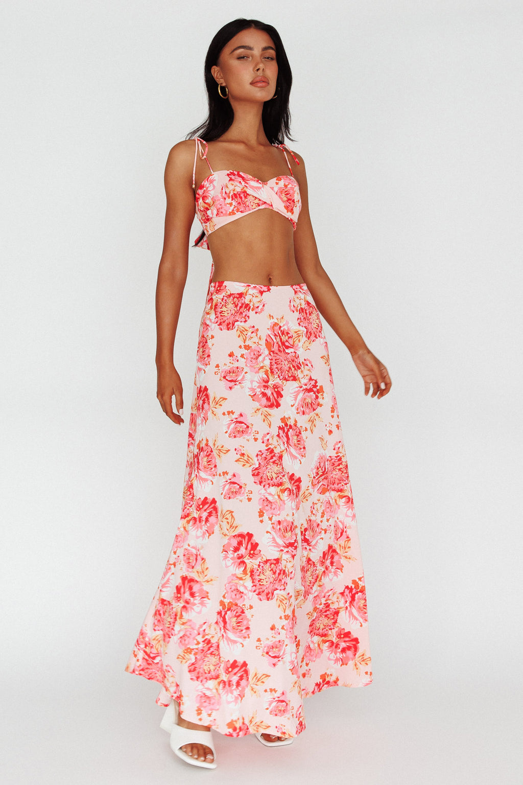 Gabbi Maxi Skirt Floral Print Pink by Selfie Leslie Australia