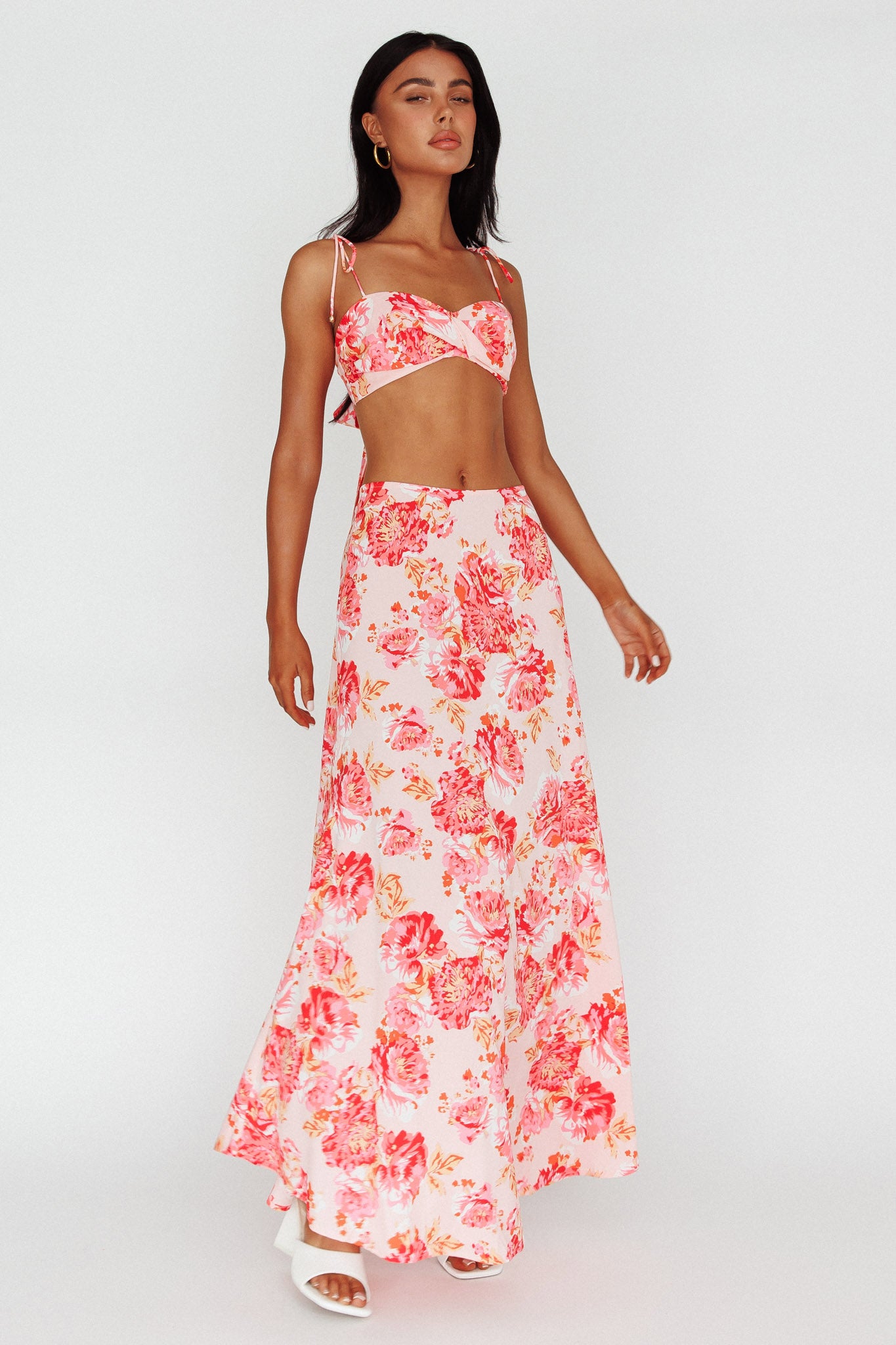 Gabbi Maxi Skirt Floral Print Pink by Selfie Leslie Australia