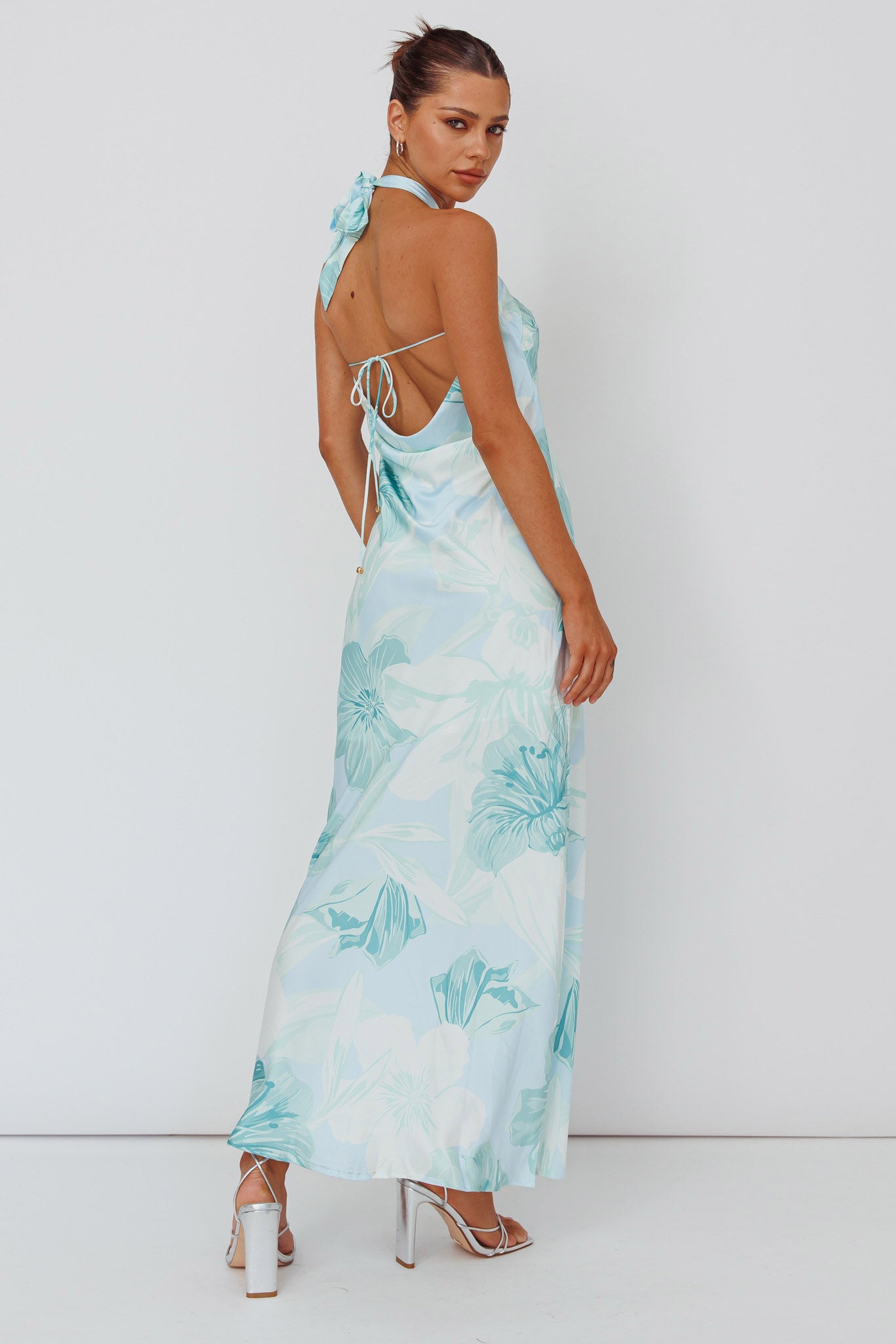 Jacquelynne Halter Cowl Back Maxi Dress Mint by Selfie Leslie Australia