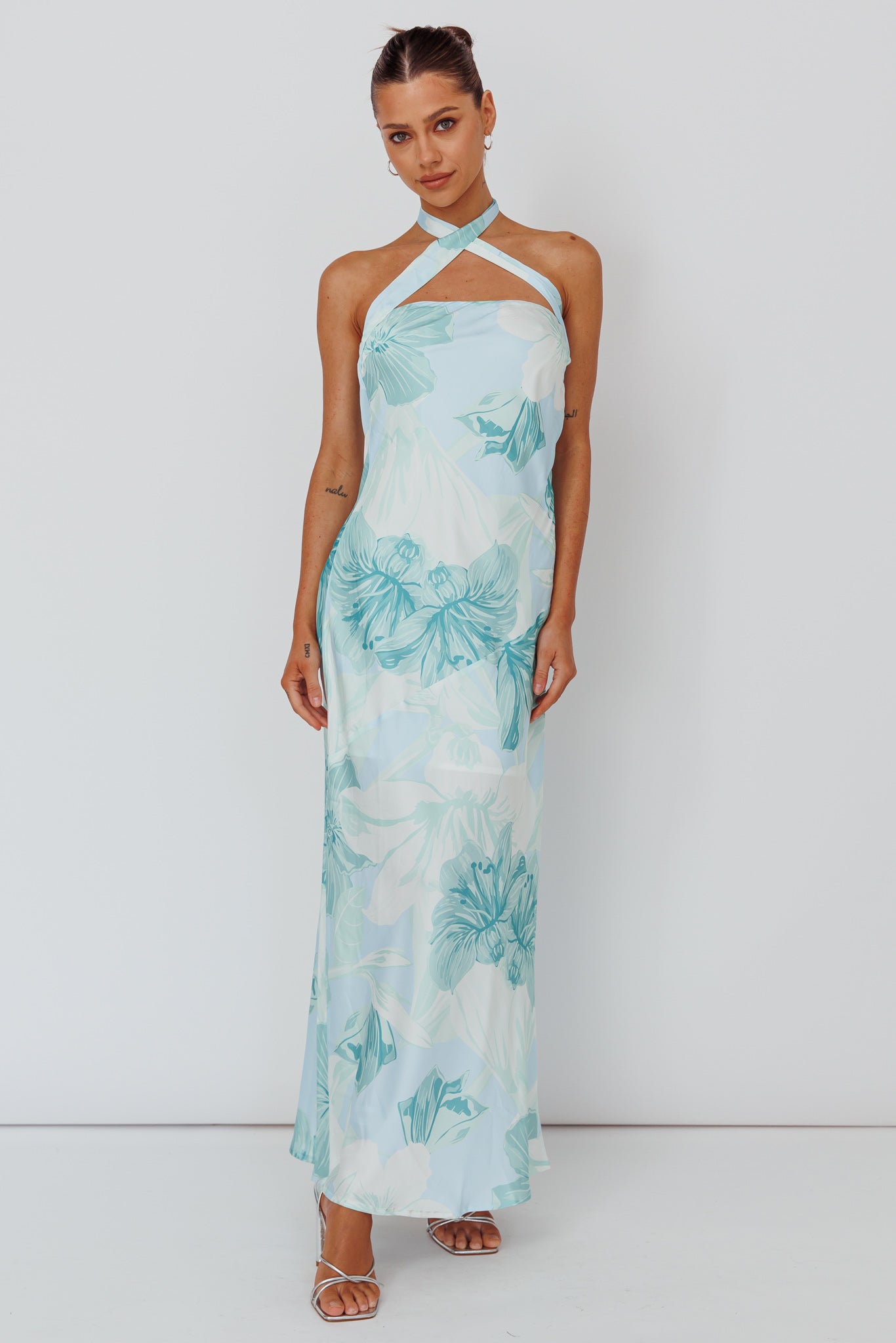 Jacquelynne Halter Cowl Back Maxi Dress Mint by Selfie Leslie Australia