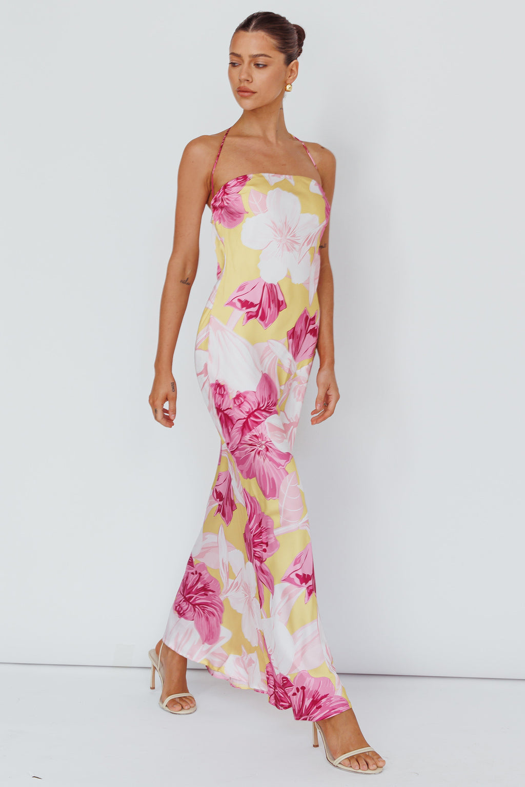 Jacquelynne Halter Cowl Back Maxi Dress Pink by Selfie Leslie Australia