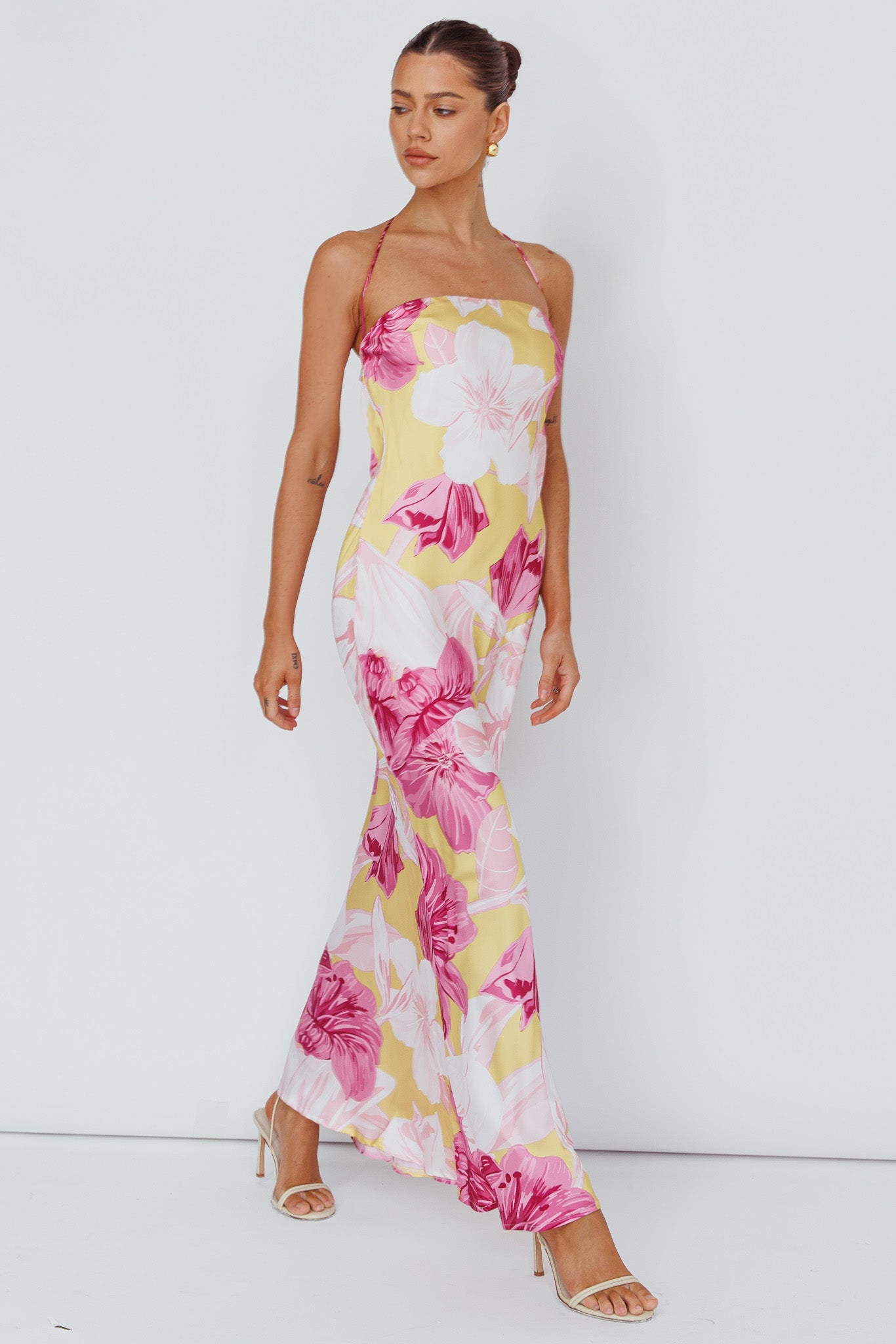 Jacquelynne Halter Cowl Back Maxi Dress Pink by Selfie Leslie Australia