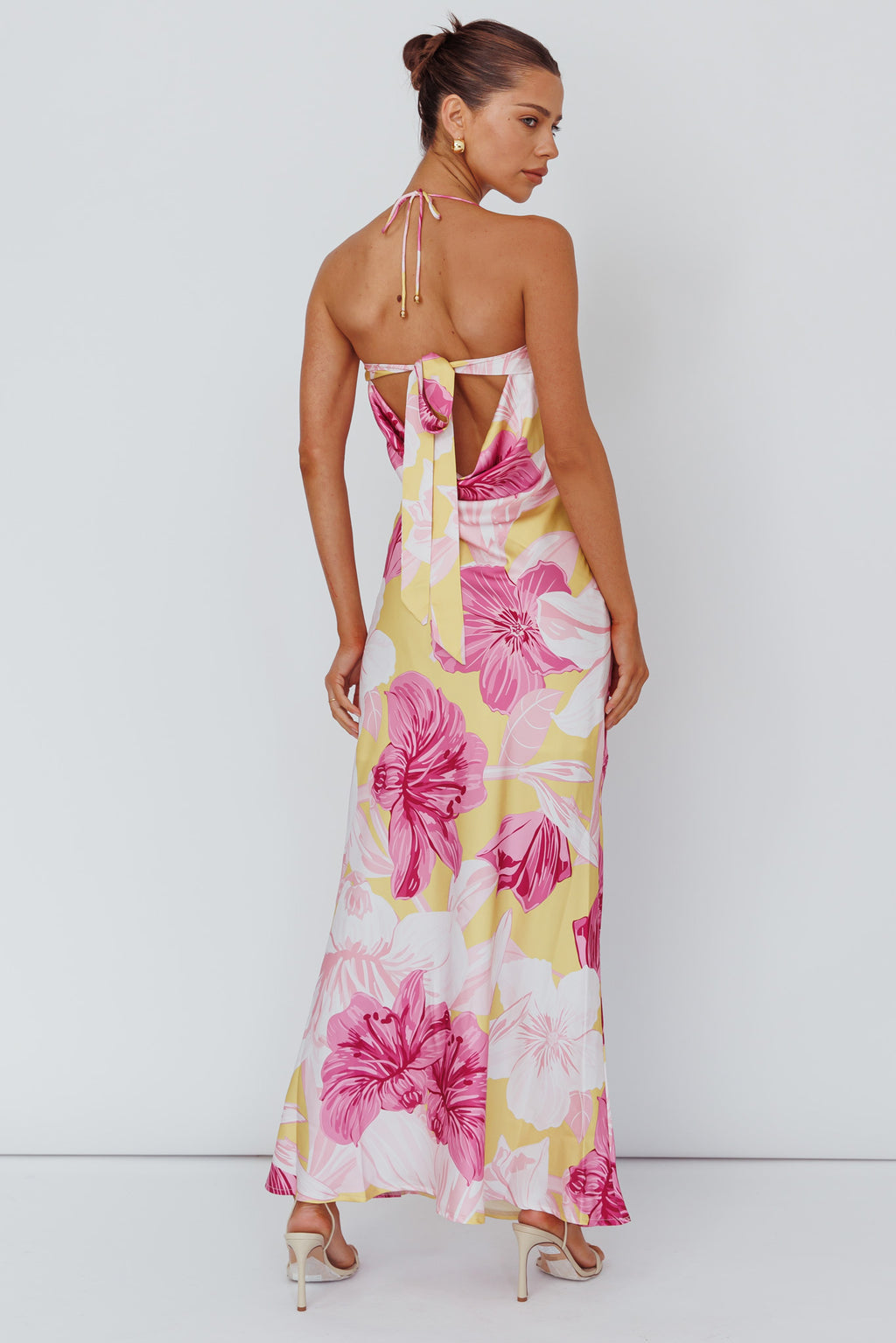 Jacquelynne Halter Cowl Back Maxi Dress Pink by Selfie Leslie Australia