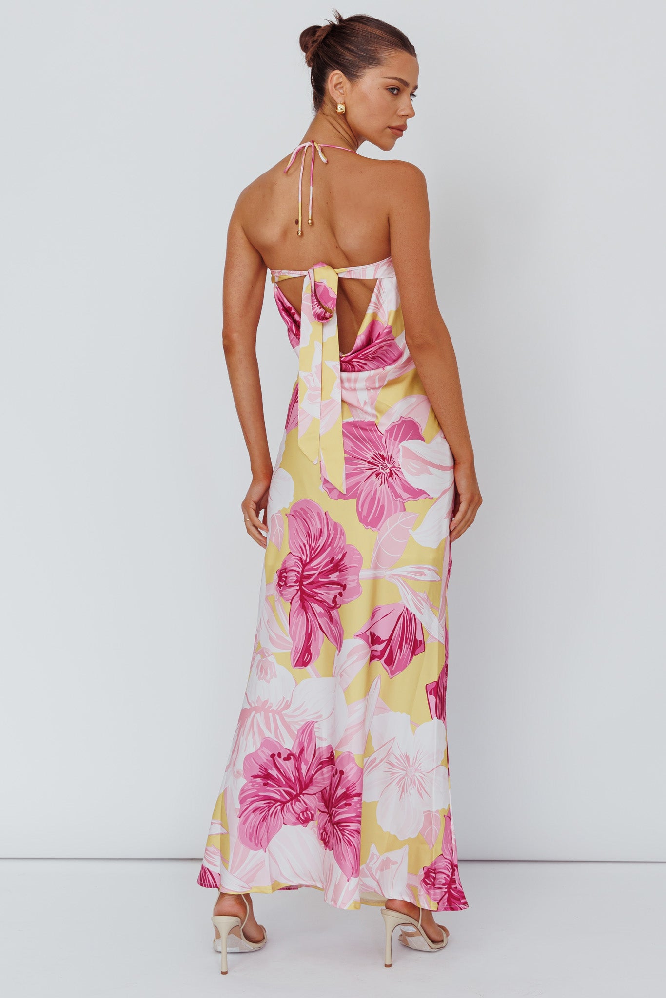 Jacquelynne Halter Cowl Back Maxi Dress Pink by Selfie Leslie Australia