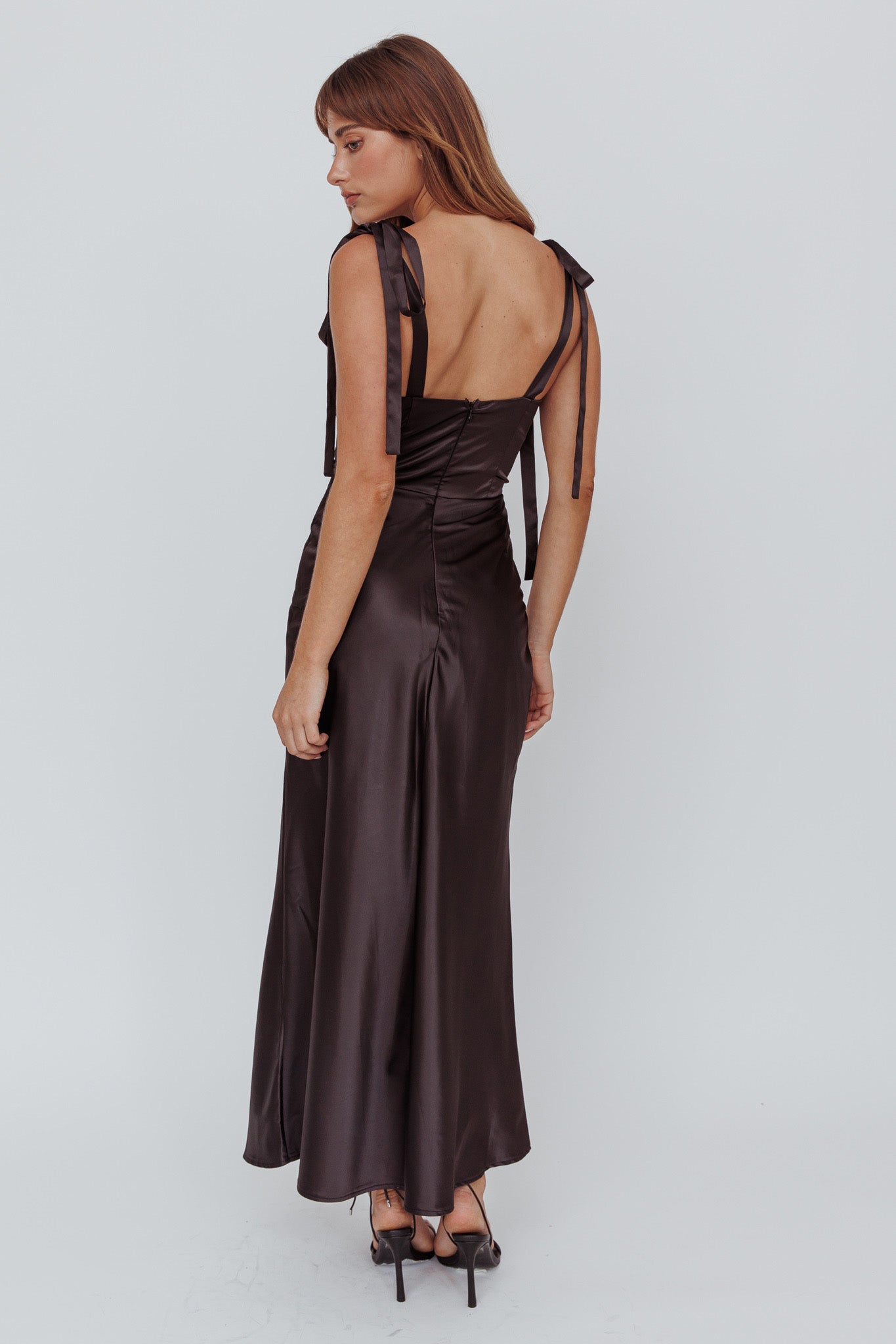 Pennelope Tied Shoulder Maxi Dress Black by Selfie Leslie Australia