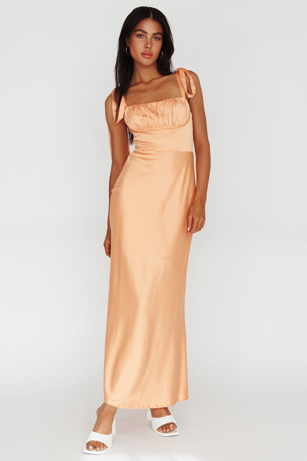 Pennelope Tied Shoulder Maxi Dress Orange by Selfie Leslie Australia