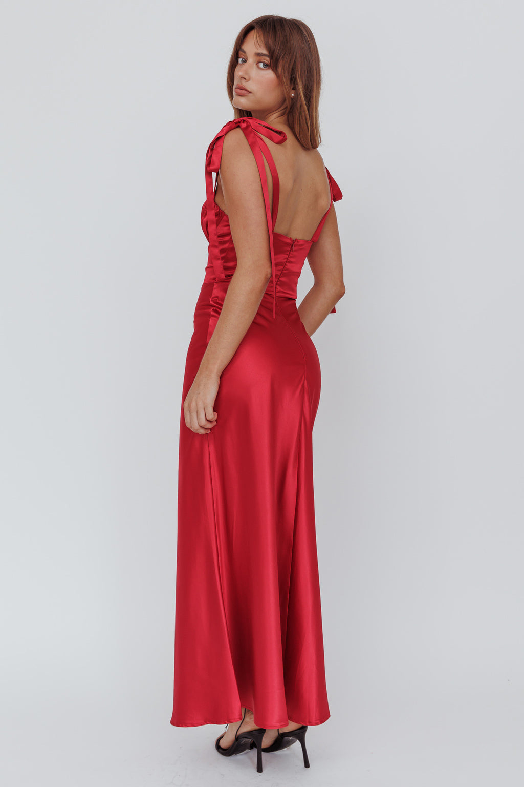 Pennelope Tied Shoulder Maxi Dress Wine by Selfie Leslie Australia