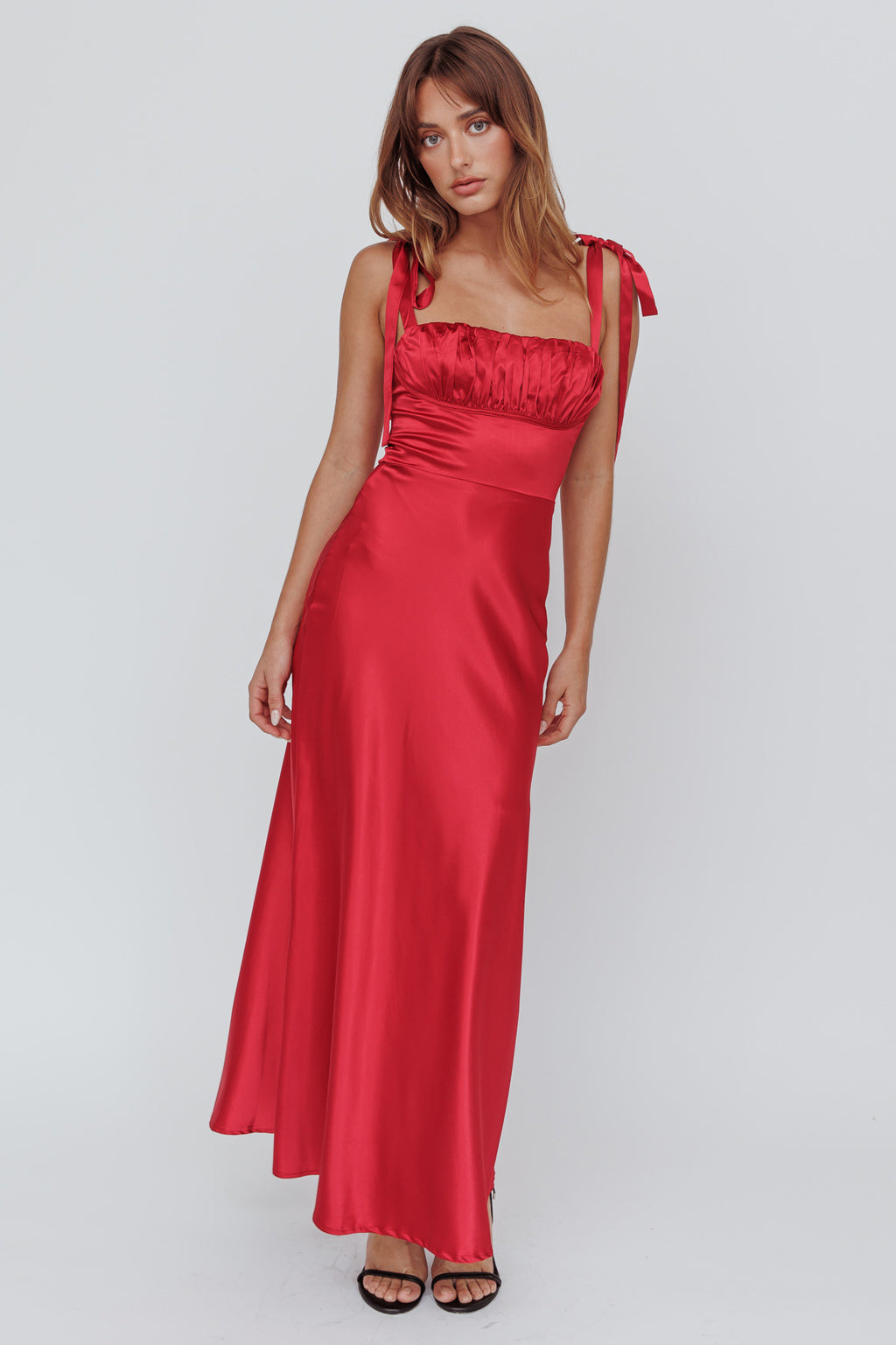 Pennelope Tied Shoulder Maxi Dress Wine by Selfie Leslie Australia