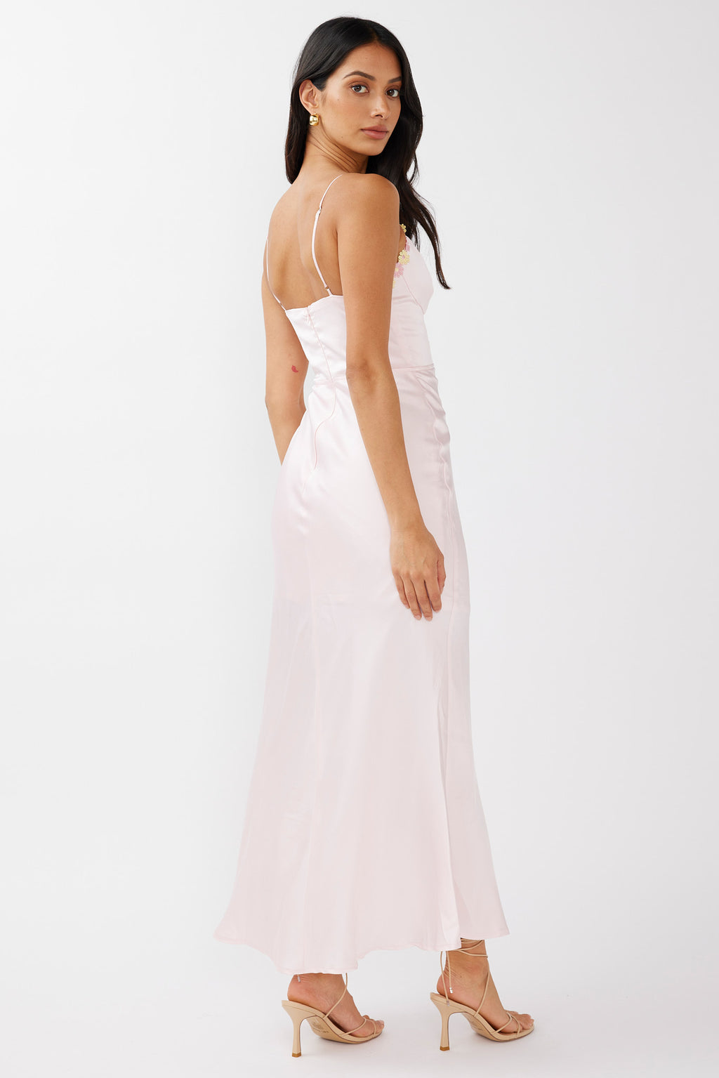 Honeysuckle Floral Neckline Midi Dress Pink by Selfie Leslie Australia