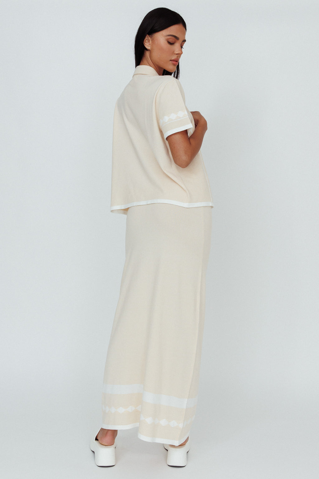 Amalfi Sun Knit Maxi Skirt Sand by Selfie Leslie Australia