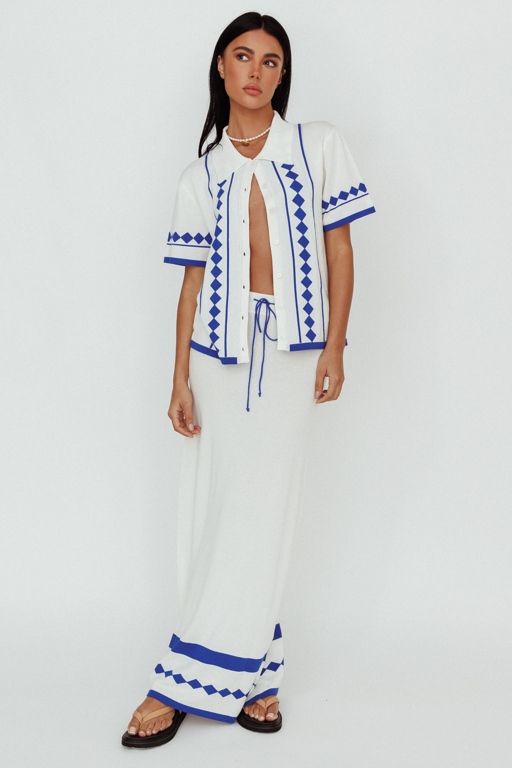 Amalfi Sun Knit Maxi Skirt White by Selfie Leslie Australia