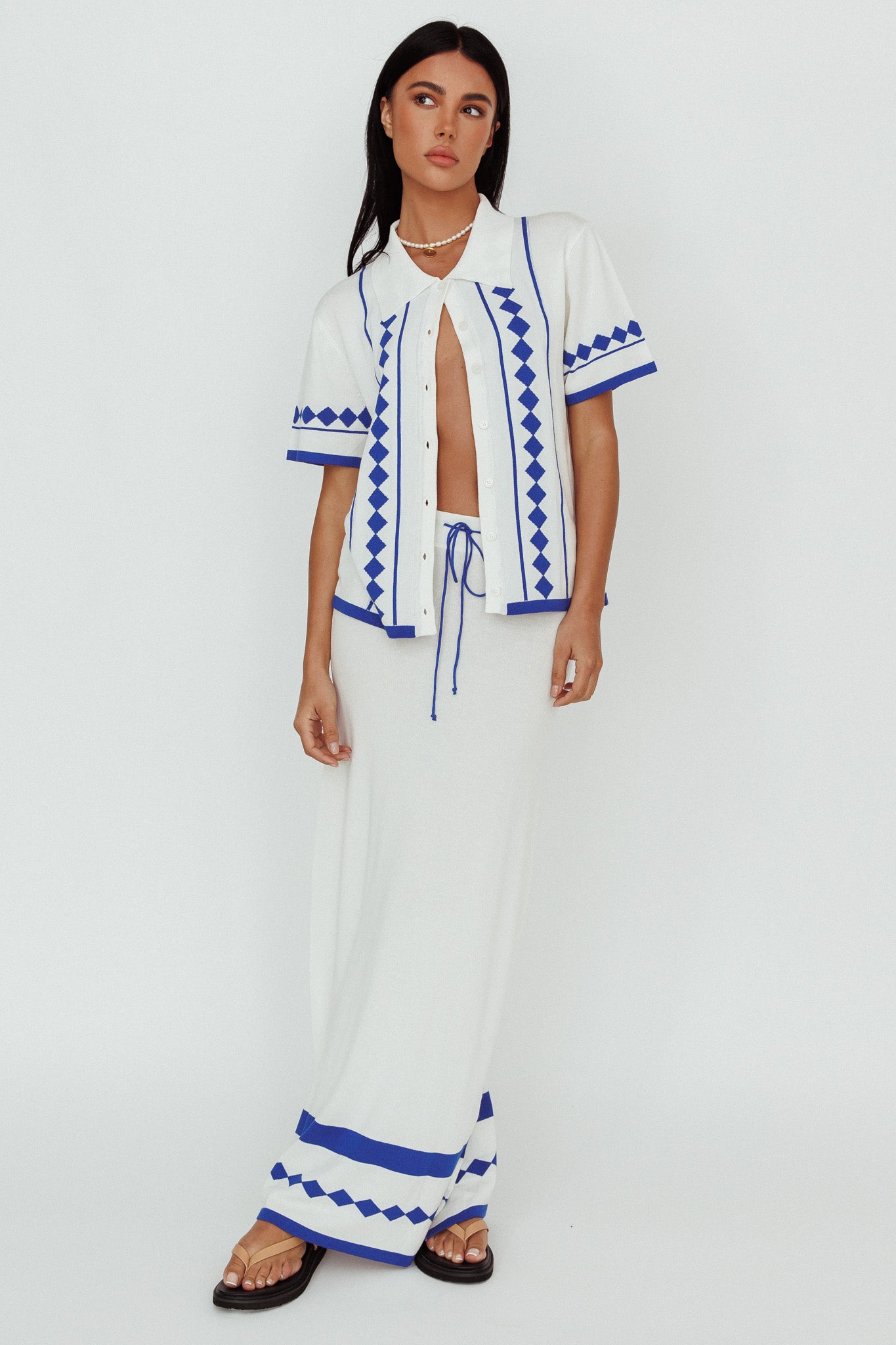 Amalfi Sun Knit Maxi Skirt White by Selfie Leslie Australia