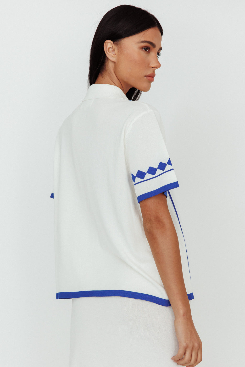 Amalfi Sun Knit Button-Up Shirt White by Selfie Leslie Australia