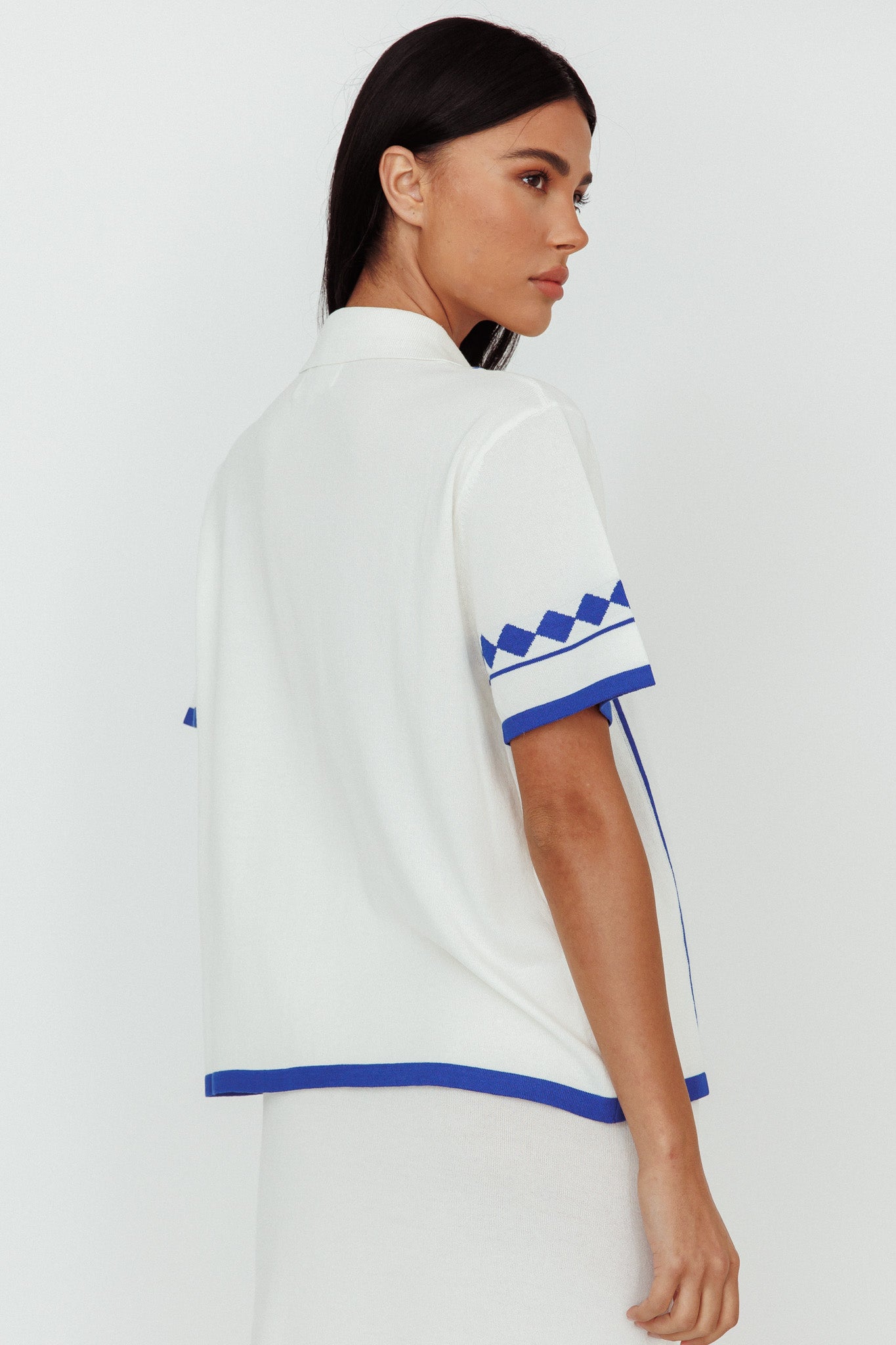 Amalfi Sun Knit Button-Up Shirt White by Selfie Leslie Australia