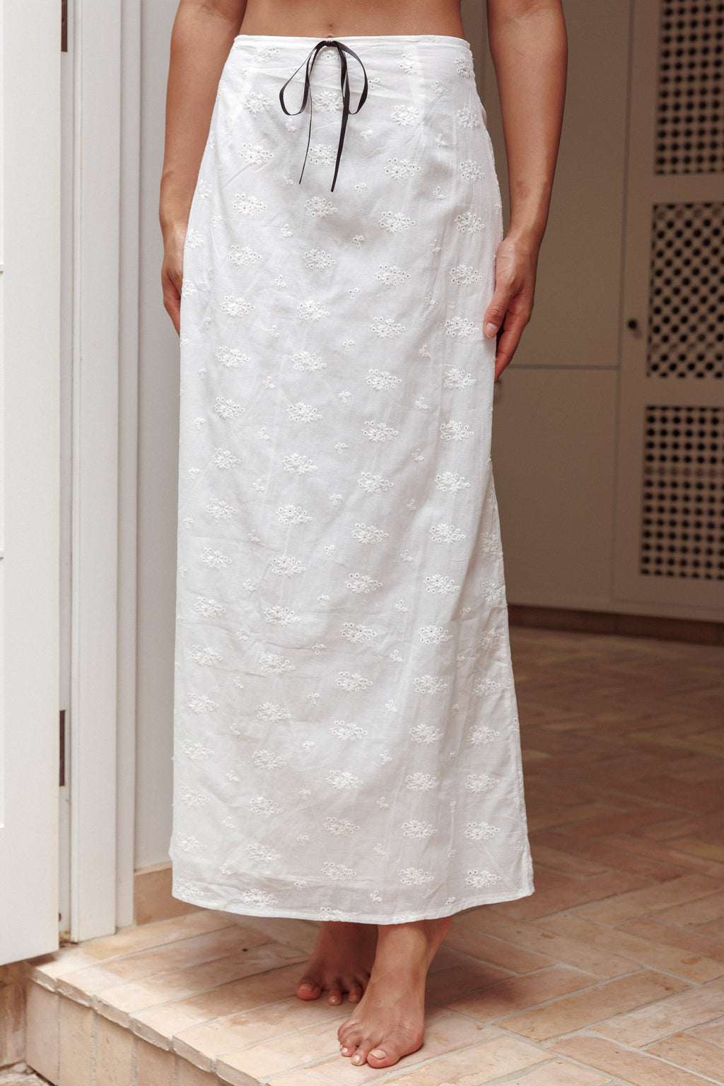 Helga Eyelet Embroidery Maxi Skirt White by Selfie Leslie Australia