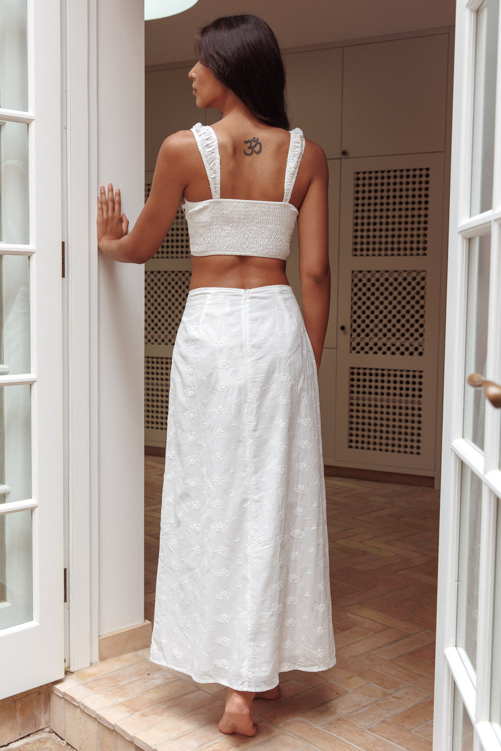 Helga Eyelet Embroidery Maxi Skirt White by Selfie Leslie Australia