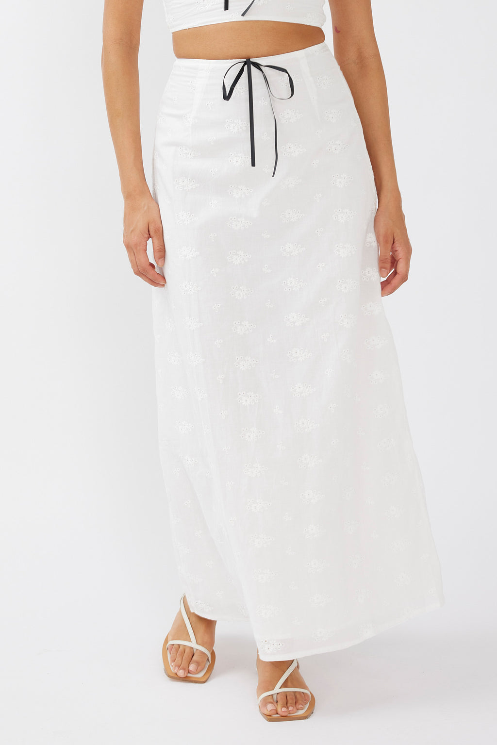 Helga Eyelet Embroidery Maxi Skirt White by Selfie Leslie Australia