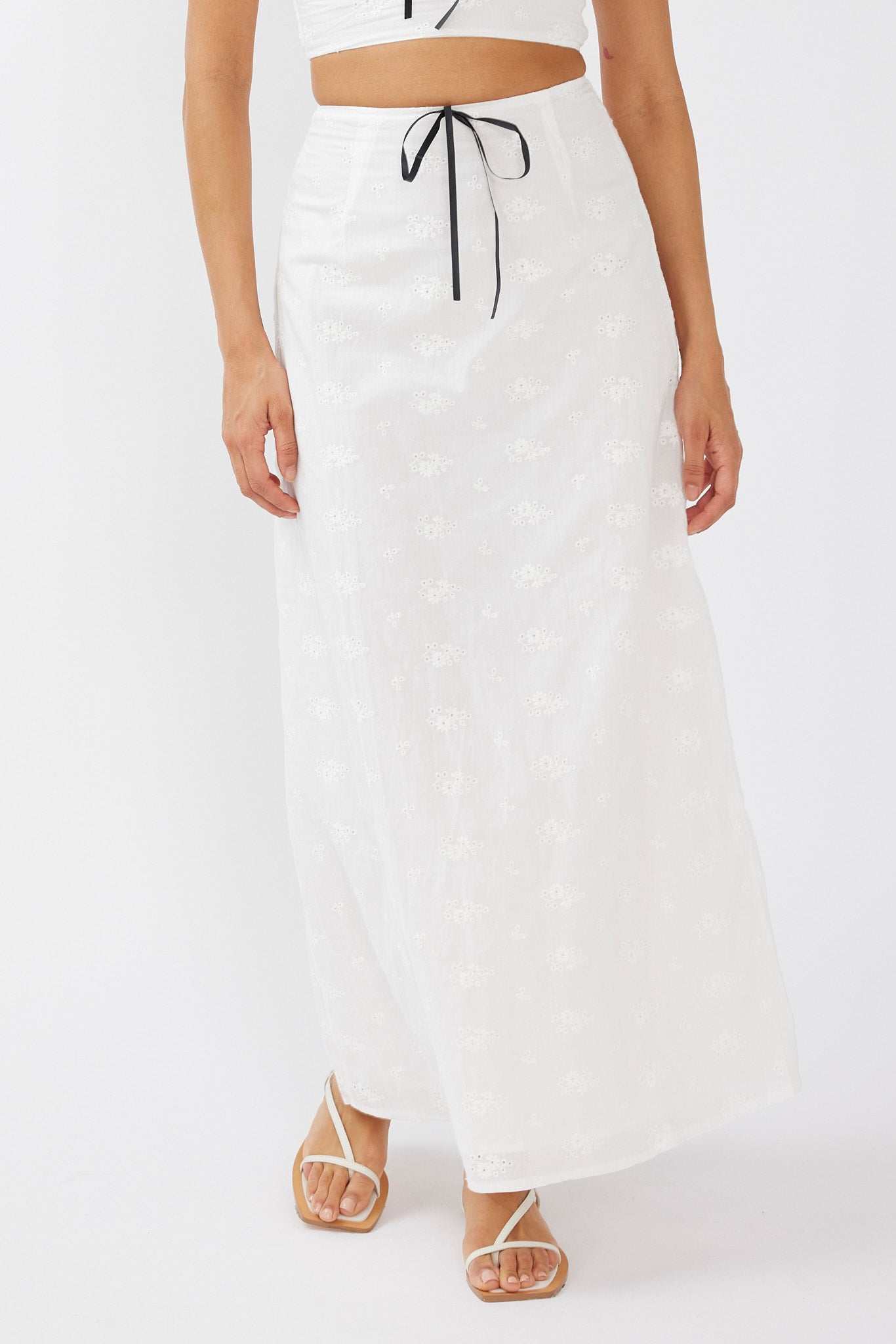 Helga Eyelet Embroidery Maxi Skirt White by Selfie Leslie Australia