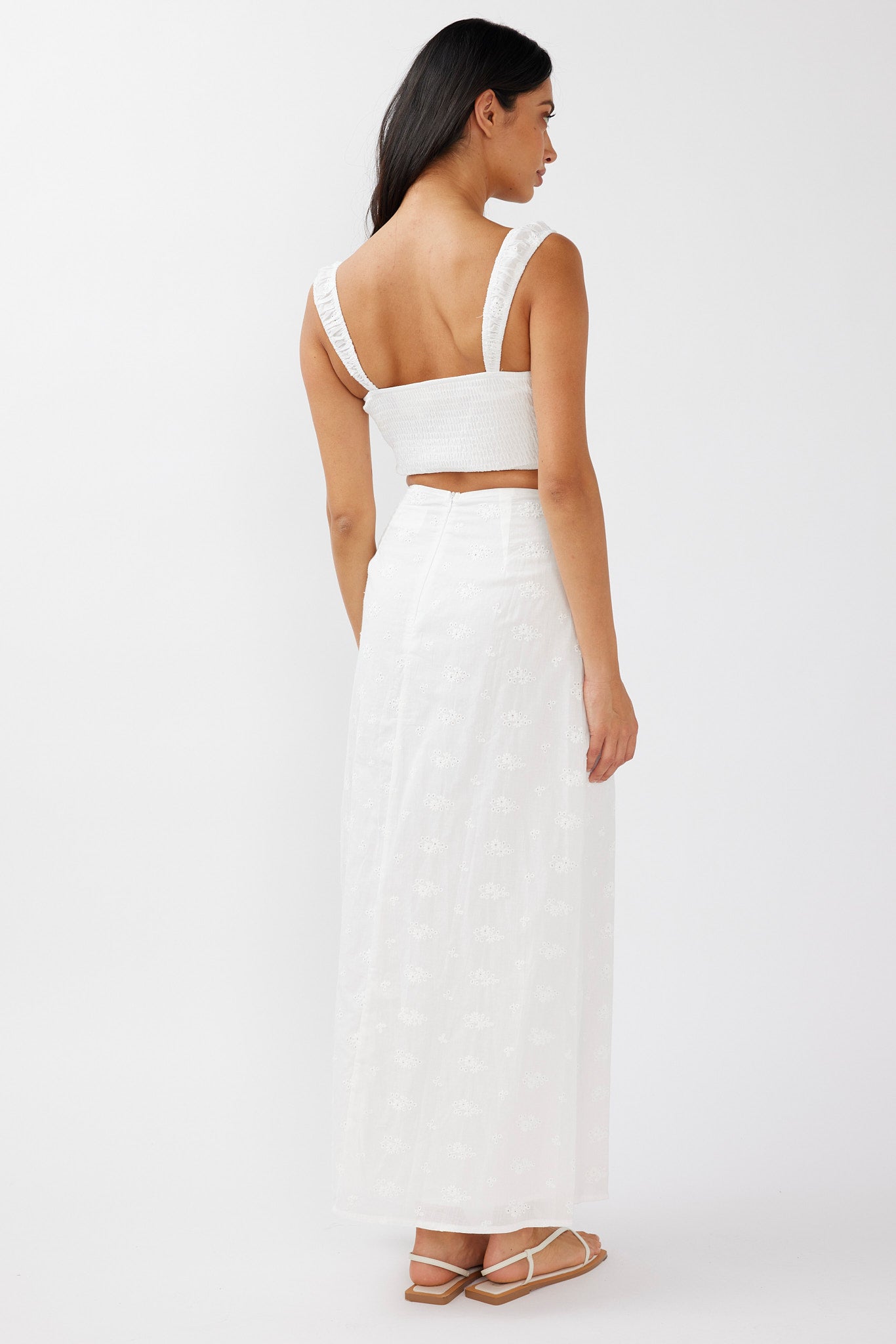 Helga Eyelet Embroidery Maxi Skirt White by Selfie Leslie Australia