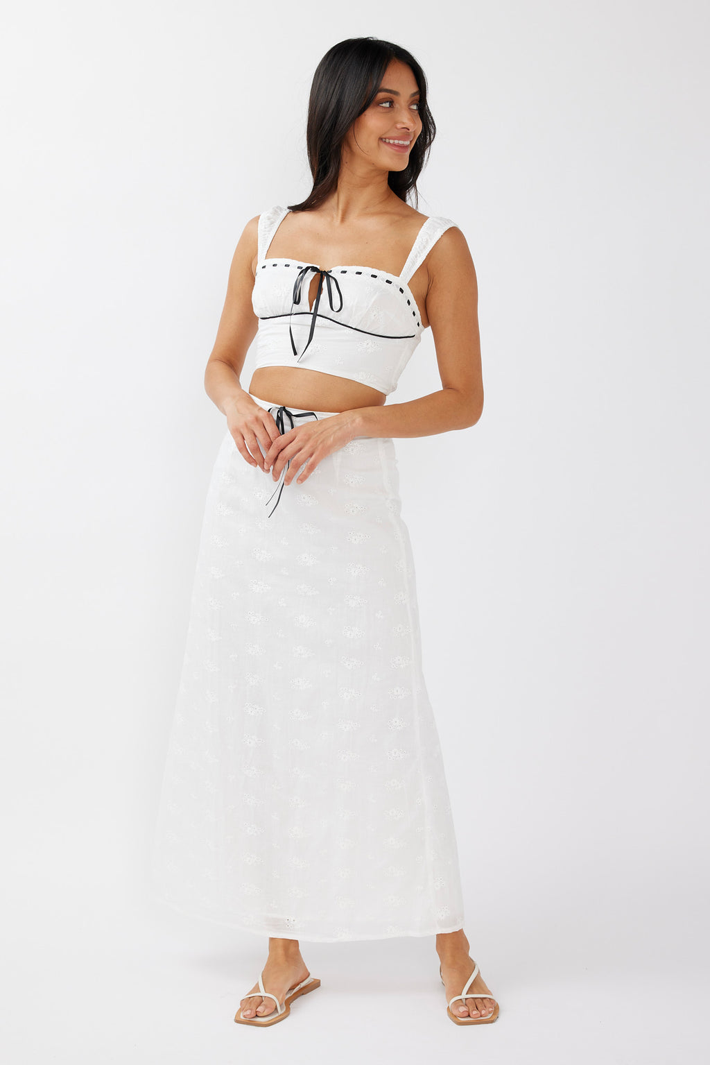 Helga Eyelet Embroidery Maxi Skirt White by Selfie Leslie Australia