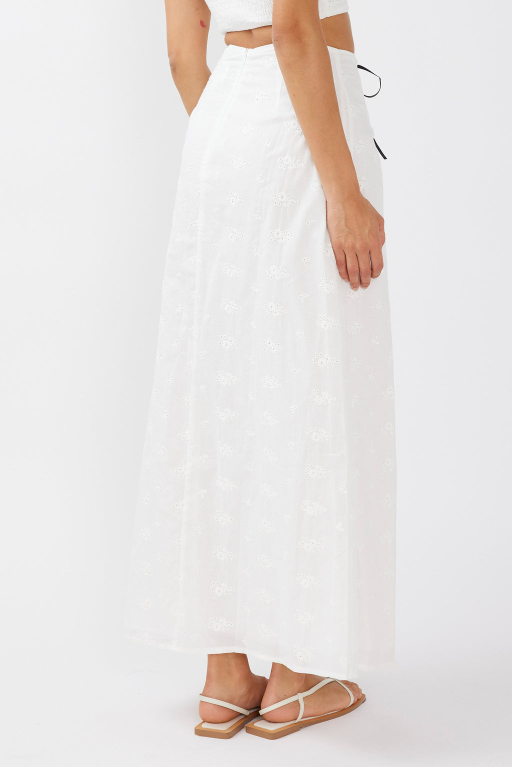 Helga Eyelet Embroidery Maxi Skirt White by Selfie Leslie Australia