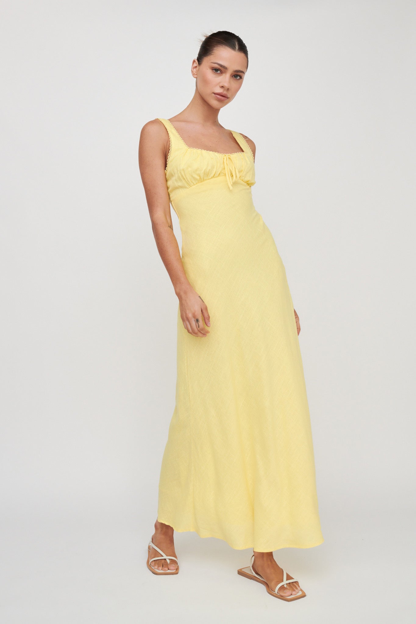 Carlee Gathered Bust Maxi Dress Yellow by Selfie Leslie Australia