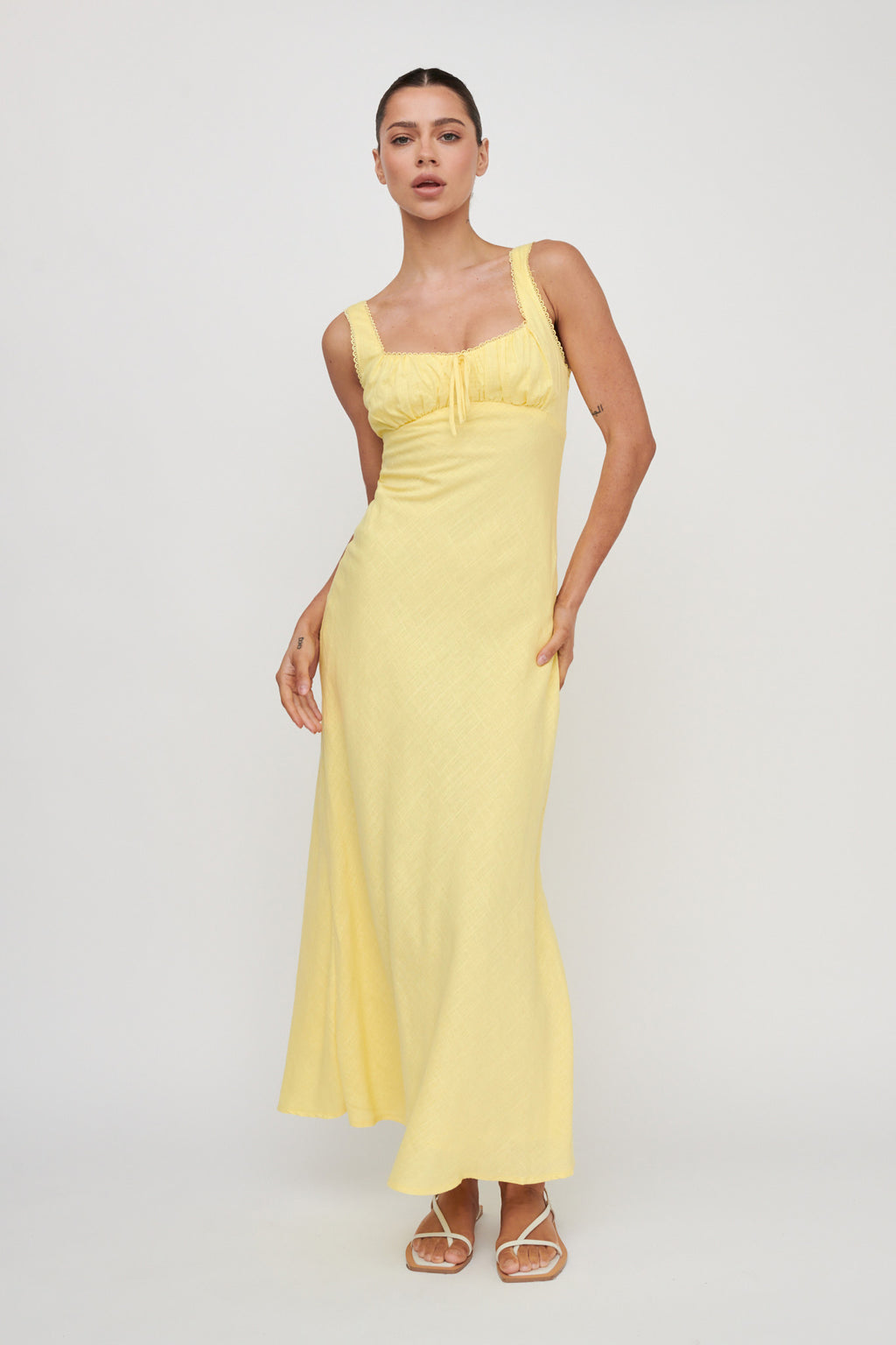 Carlee Gathered Bust Maxi Dress Yellow by Selfie Leslie Australia