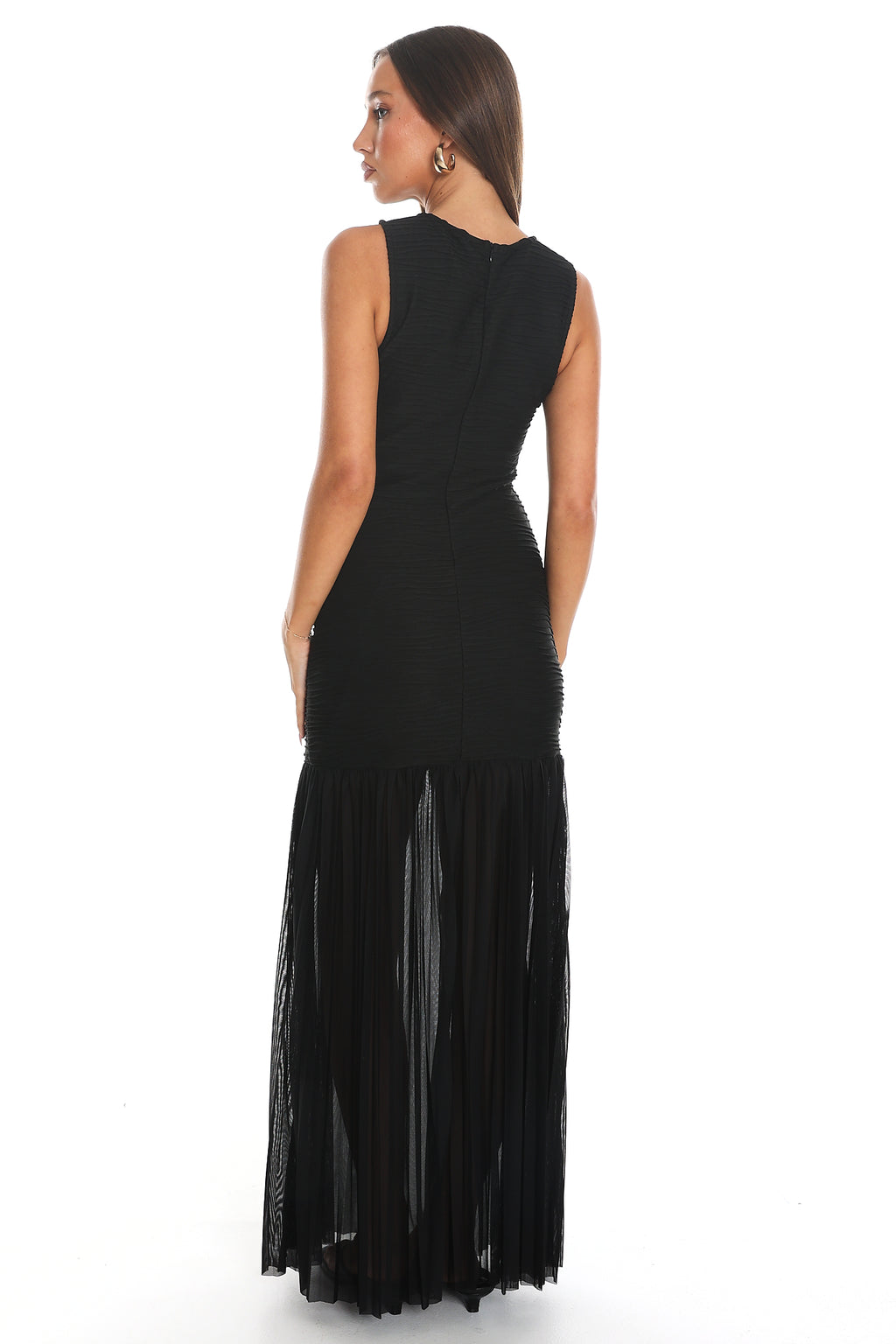On the Clock Pleated Maxi Dress Black