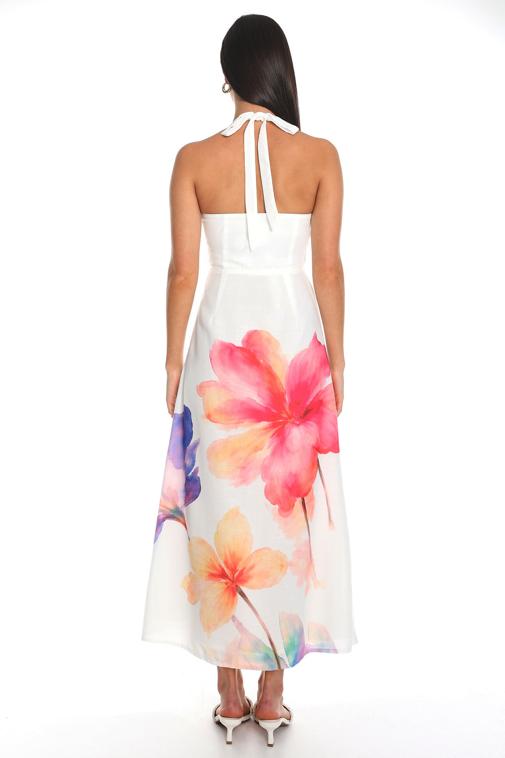 Secret Language Halter Midi Dress Off White