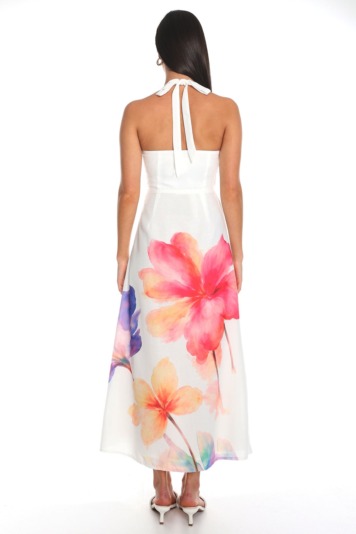 Secret Language Halter Midi Dress Off White