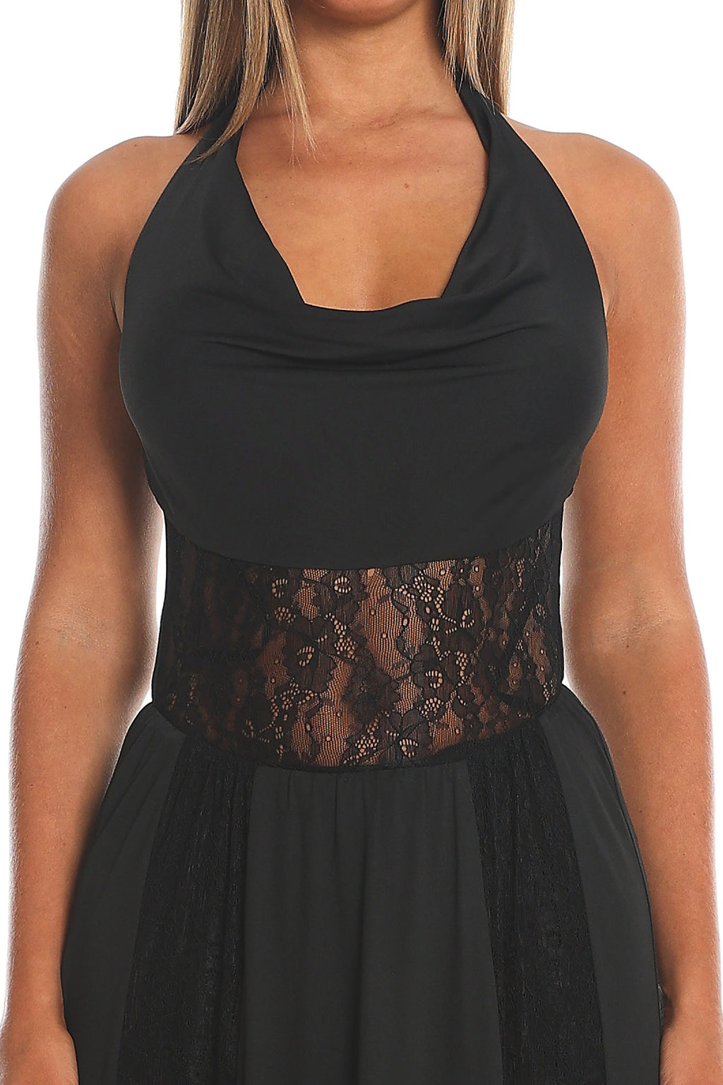 Essie Cowl Halter Maxi Dress Black