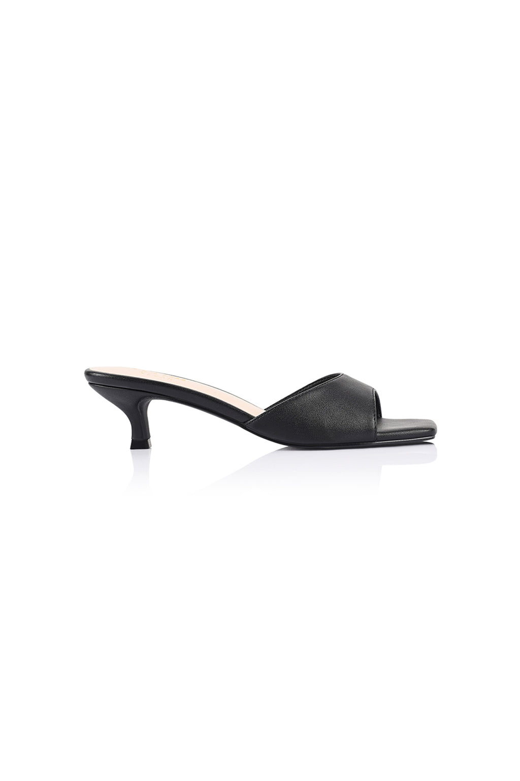 VERALi Alyssa Kitten Heel Mules Champagne Black by Selfie Leslie Australia