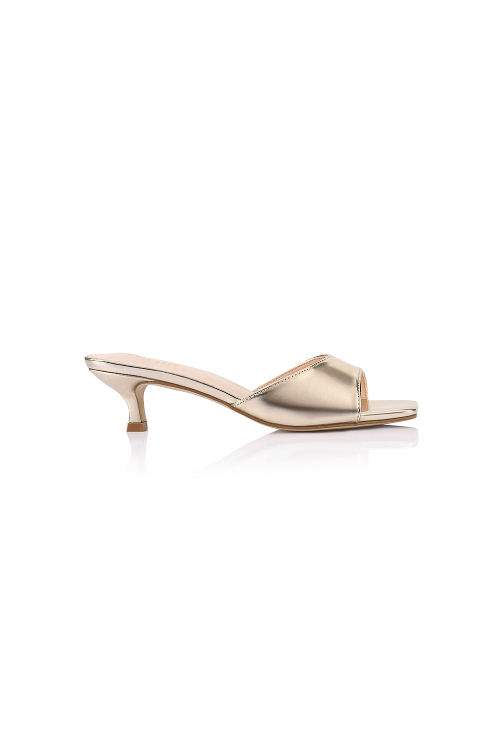 VERALi Alyssa Kitten Heel Mules Champagne Gold by Selfie Leslie Australia