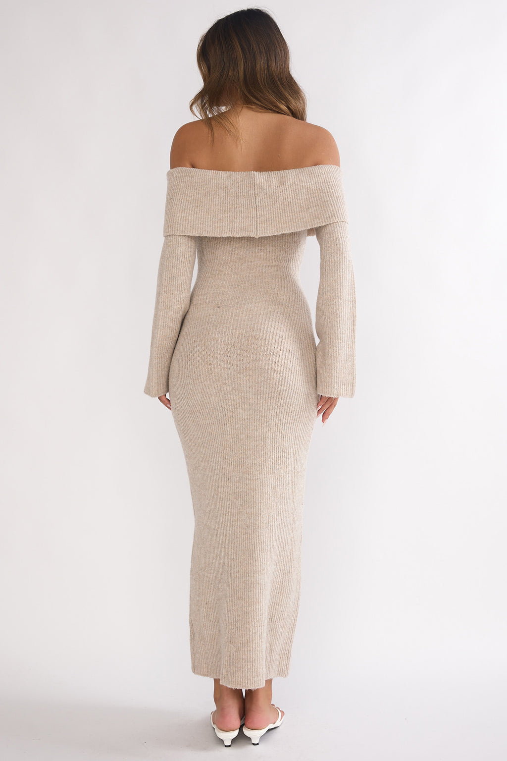 Arwyn Foldover Off-Shoulder Knit Maxi Dress Quinoa by Selfie Leslie Australia