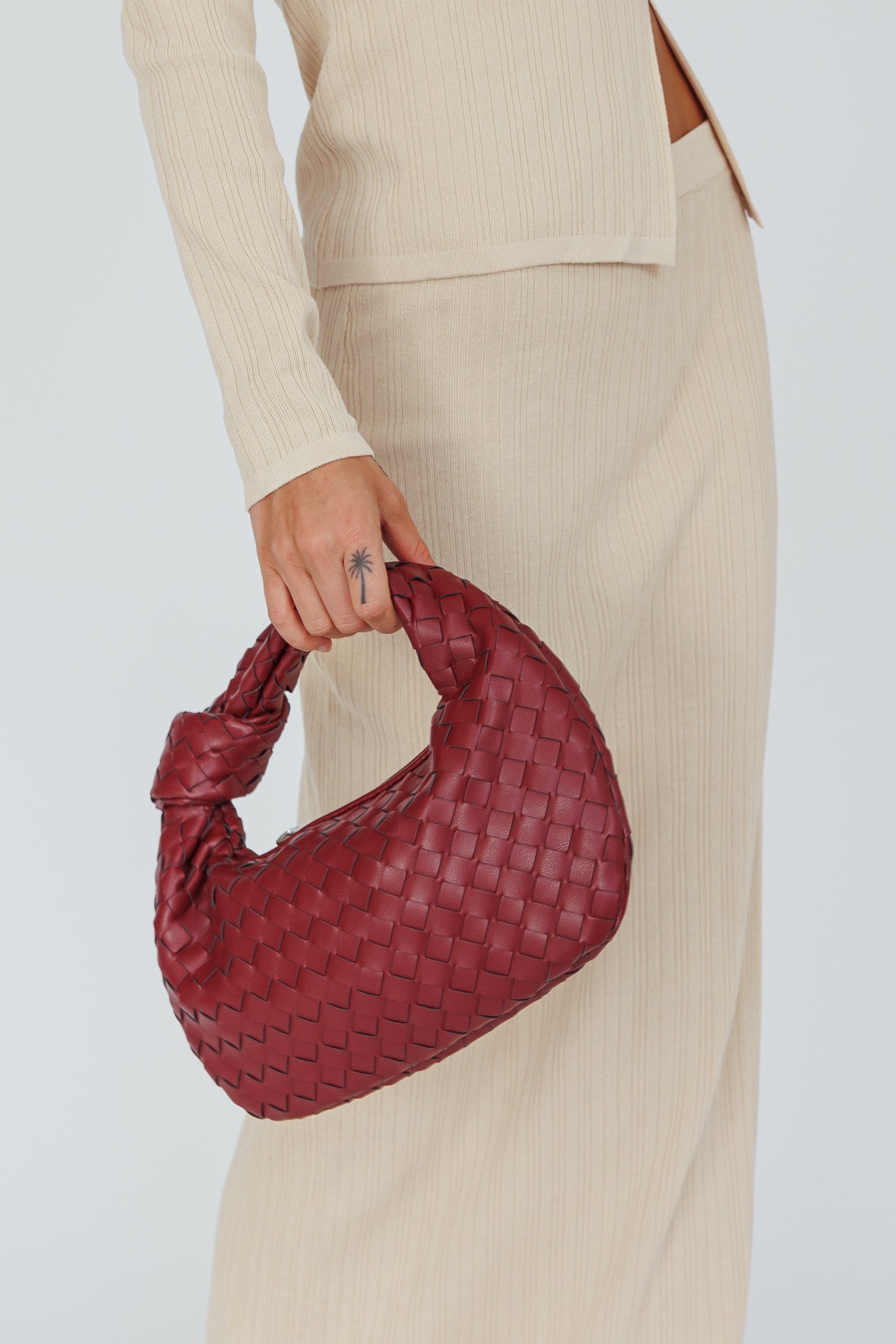 Ani Woven Knot Handbag Wine by Selfie Leslie Australia