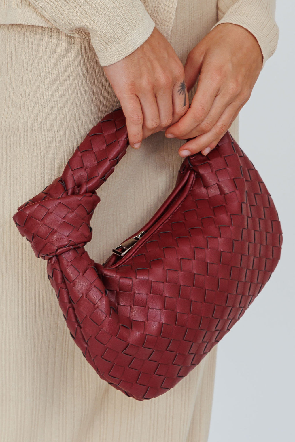 Ani Woven Knot Handbag Wine by Selfie Leslie Australia